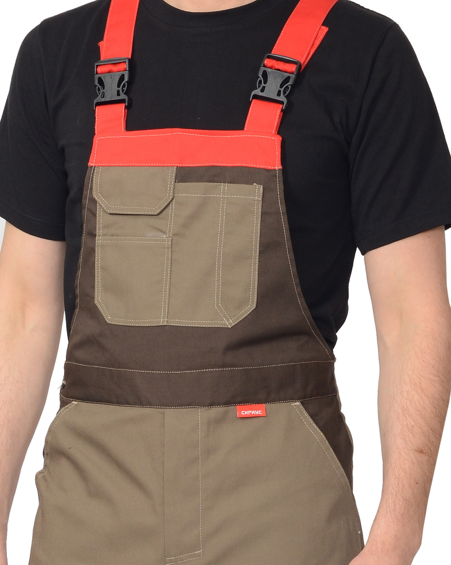 Полукомбинезон СИРИУС-ФАВОРИТ-МЕГА светло коричневый с коричневым, красным и СОП