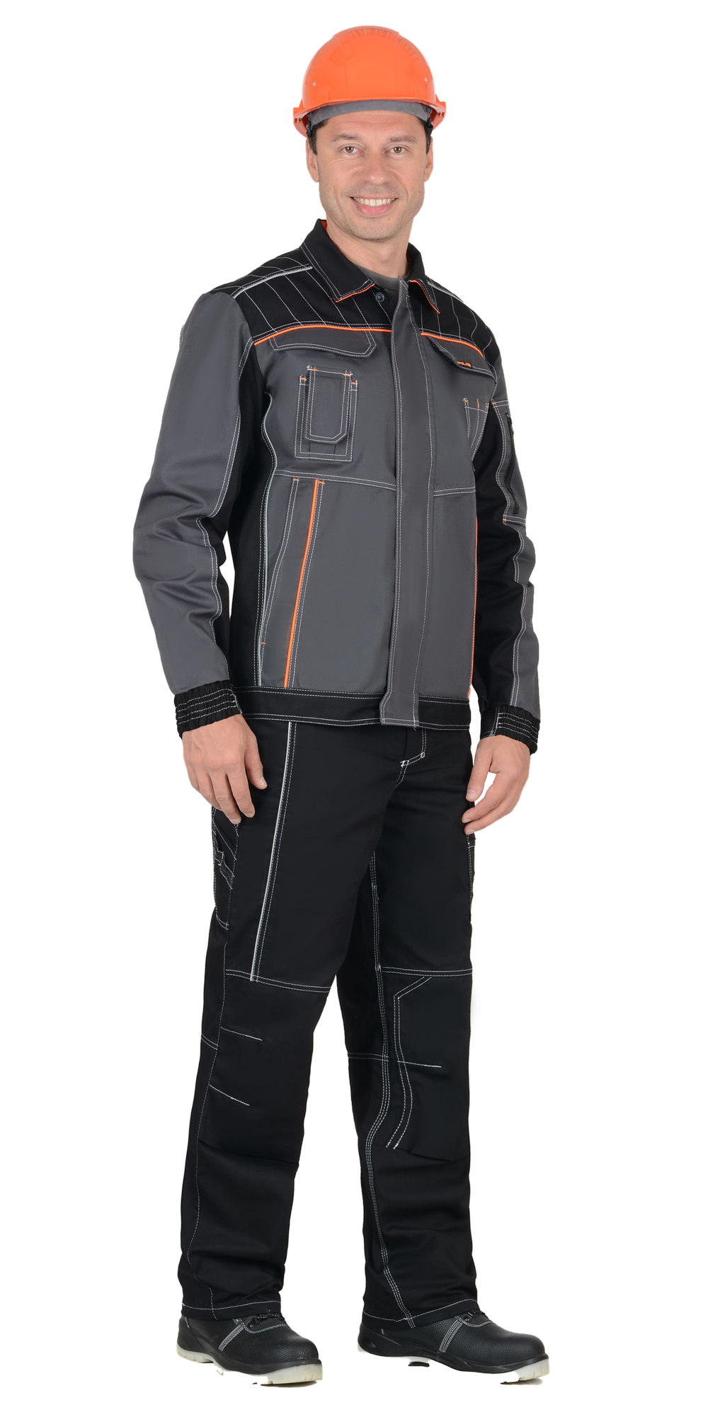 Куртка СИРИУС-ПРЕСТИЖ кор.,т.серая с оранжевым кантом