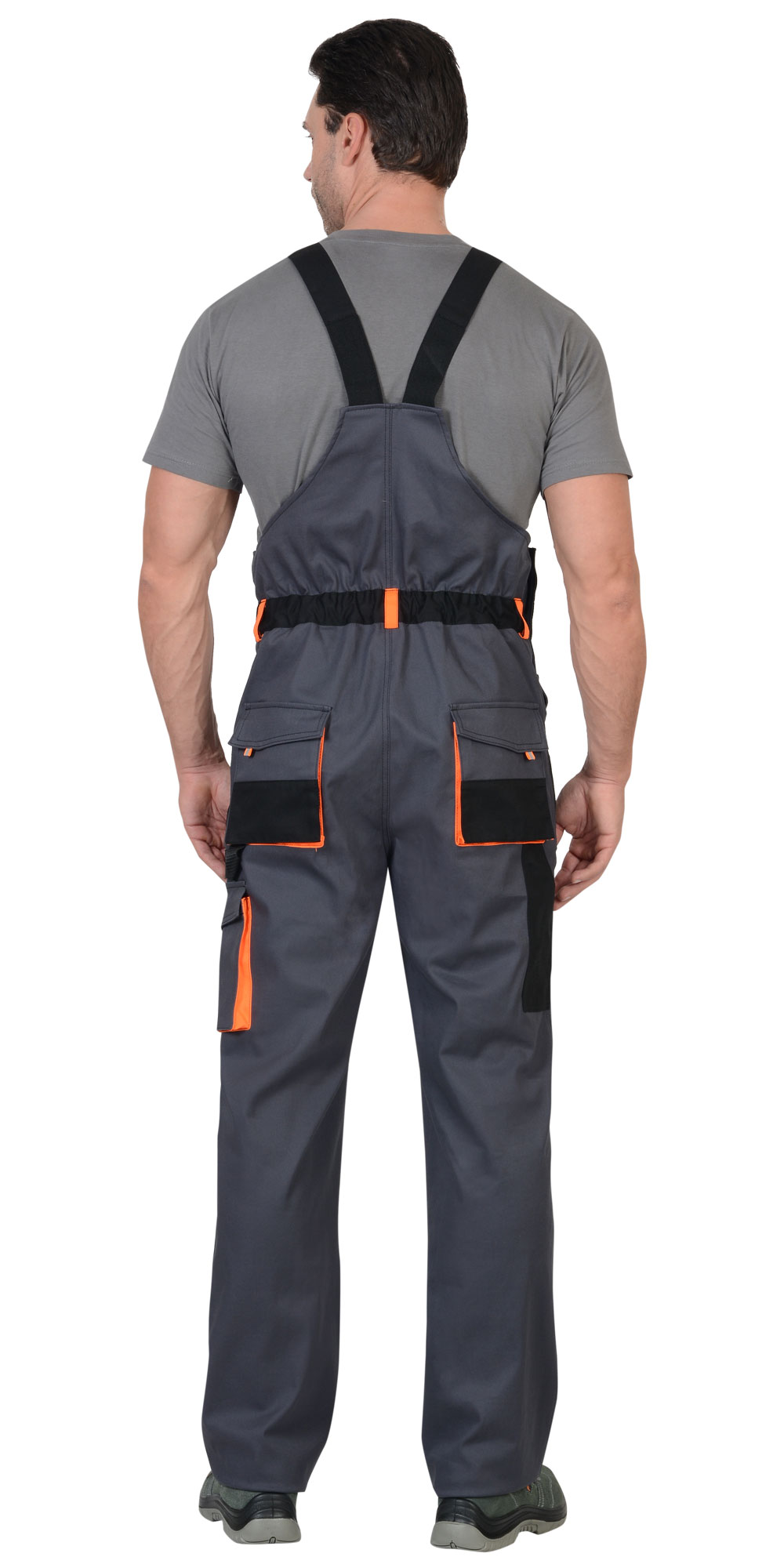 Полукомбинезон СИРИУС-МАНХЕТТЕН т.серый с оранж. и черным тк. стрейч пл. 250 г/кв.м 