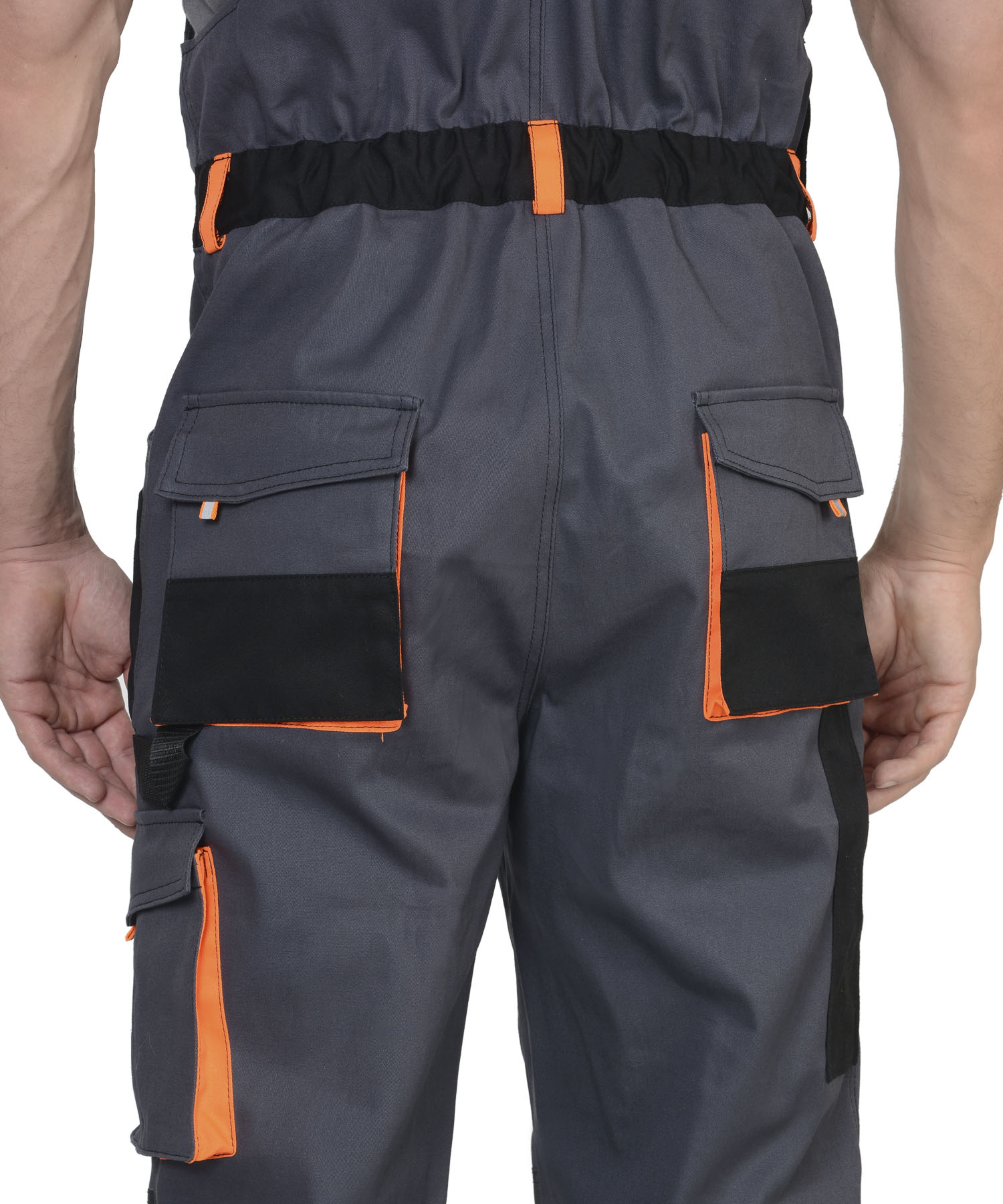 Полукомбинезон СИРИУС-МАНХЕТТЕН т.серый с оранж. и черным тк. стрейч пл. 250 г/кв.м 