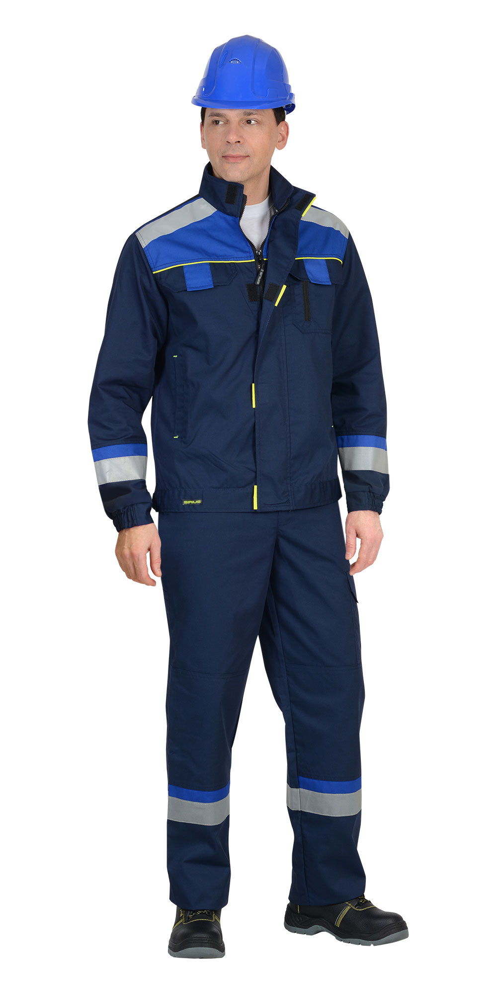 Костюм СИРИУС-БОСТОН куртка, брюки, темно-синий с васильковой и чер. отд.