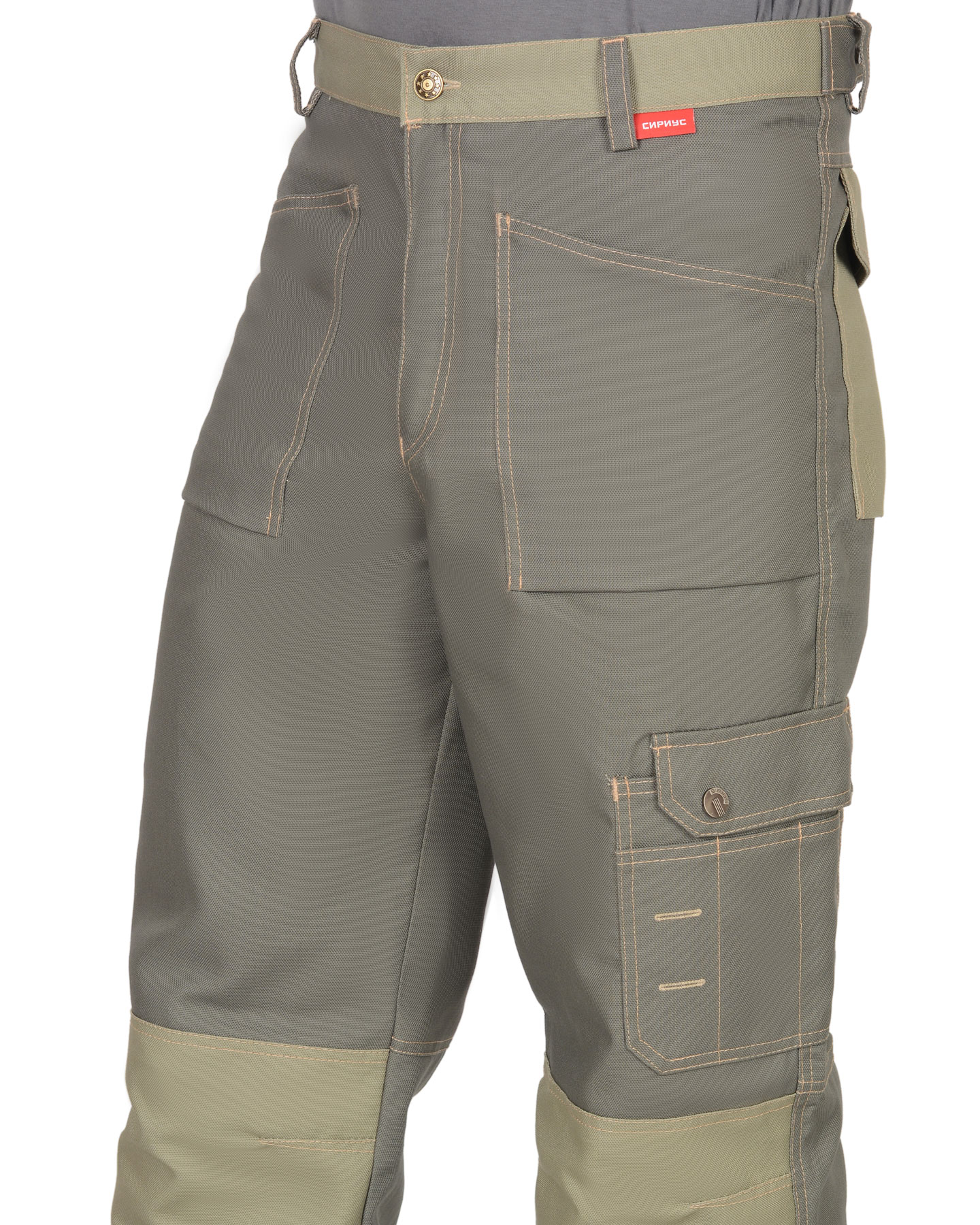 Костюм СИРИУС-ВЕСТ-ВОРК куртка дл., брюки т.оливковый со св.оливковым пл. 275 г/кв.м 