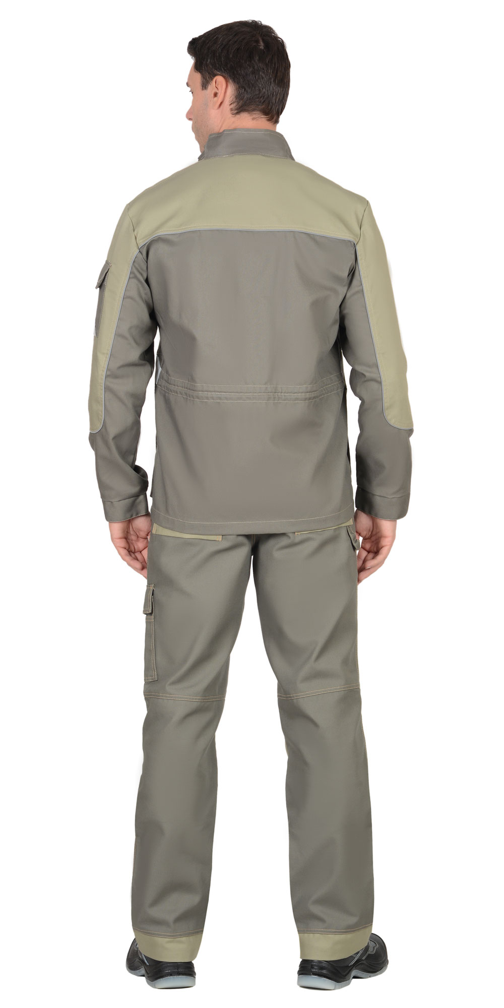 Костюм СИРИУС-ВЕСТ-ВОРК куртка дл., брюки т.оливковый со св.оливковым пл. 275 г/кв.м 