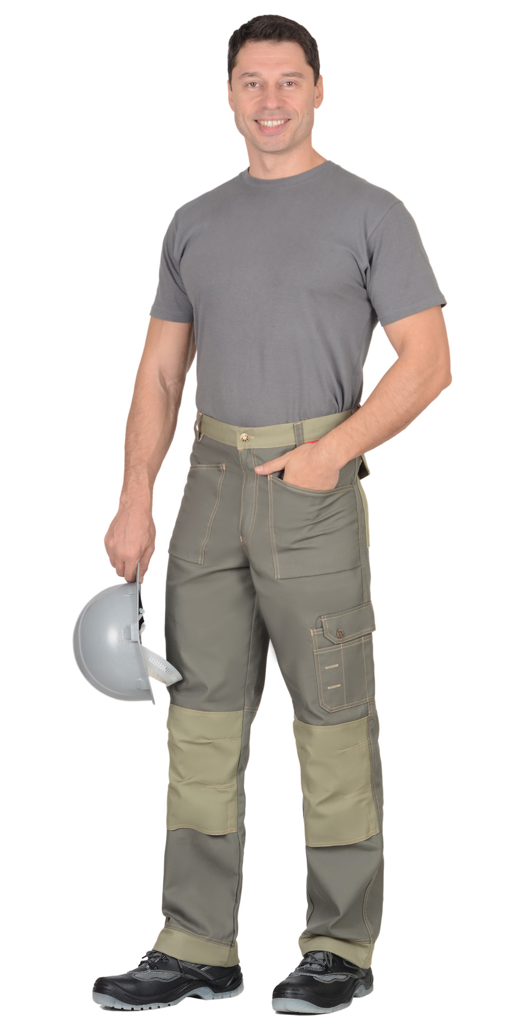 Костюм СИРИУС-ВЕСТ-ВОРК куртка дл., брюки т.оливковый со св.оливковым пл. 275 г/кв.м 