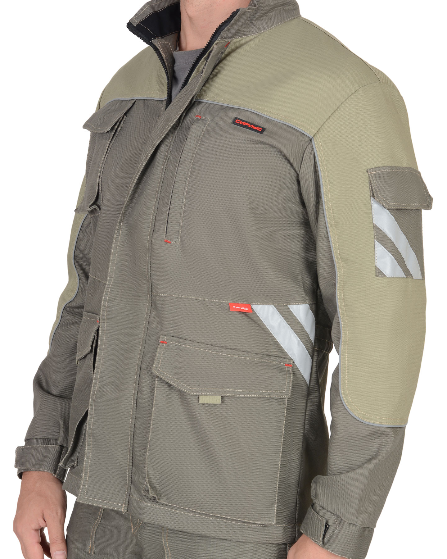 Костюм СИРИУС-ВЕСТ-ВОРК куртка дл., брюки т.оливковый со св.оливковым пл. 275 г/кв.м 