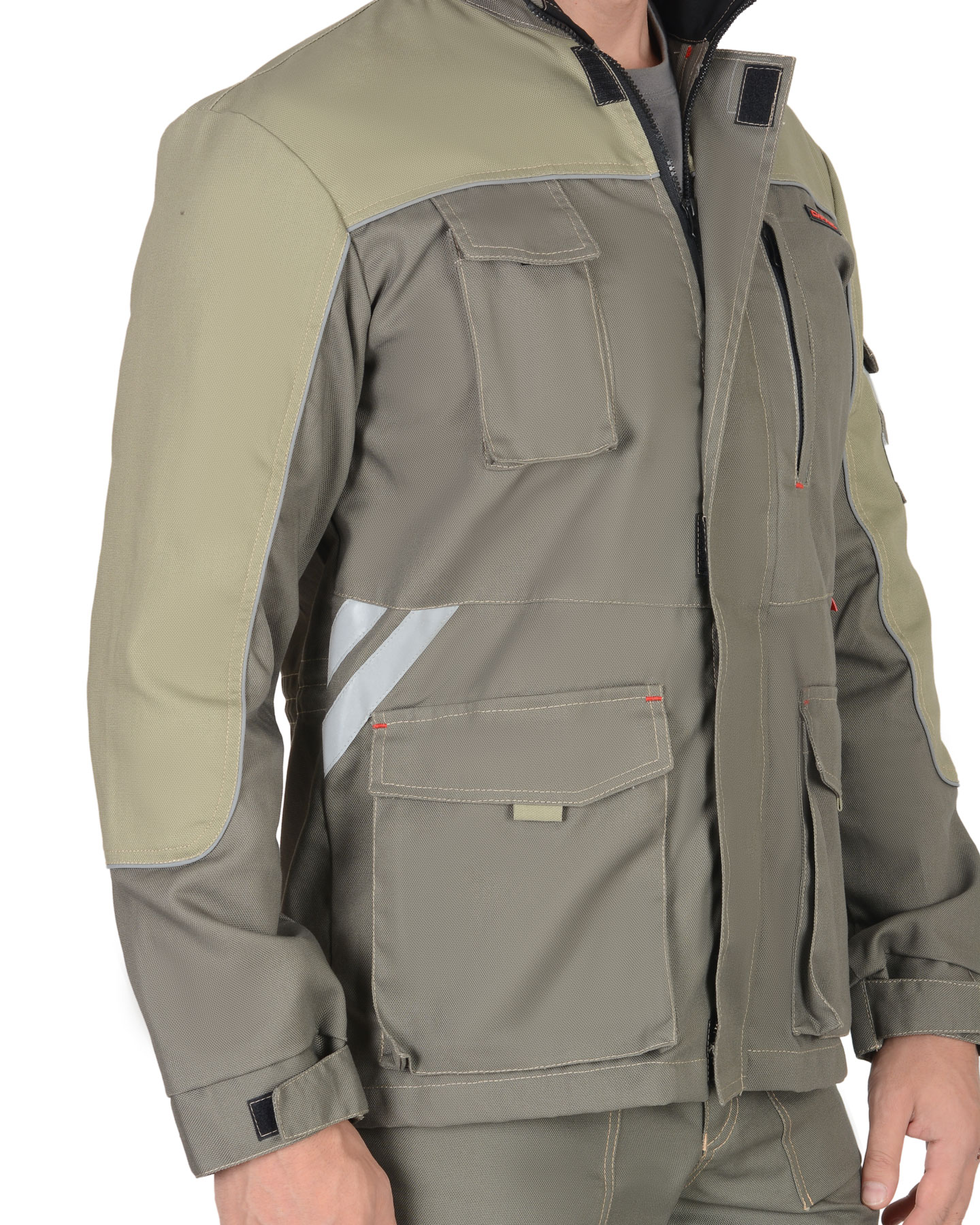 Костюм СИРИУС-ВЕСТ-ВОРК куртка дл., брюки т.оливковый со св.оливковым пл. 275 г/кв.м 