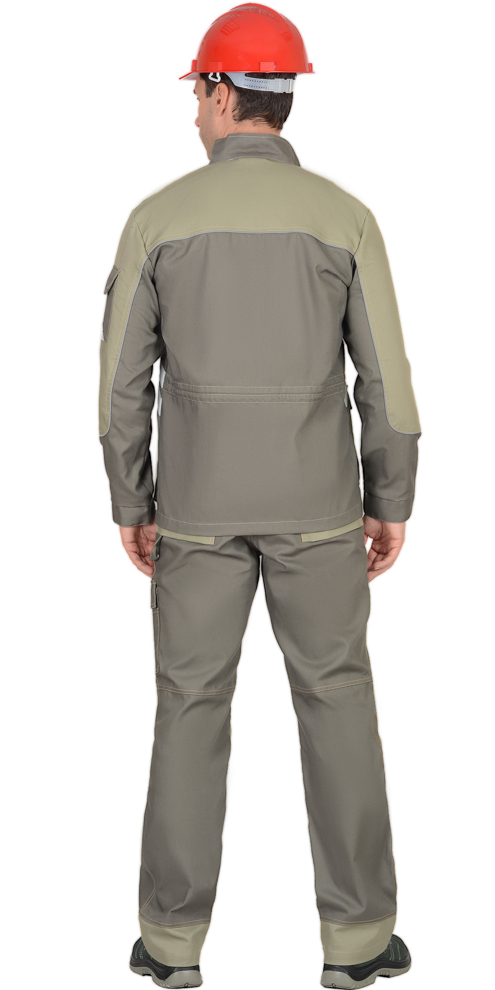 Костюм СИРИУС-ВЕСТ-ВОРК куртка дл, п/к т.оливковый со св.оливковым пл. 275 г/кв.м 