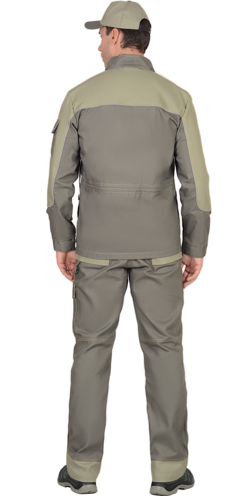 Костюм СИРИУС-ВЕСТ-ВОРК куртка дл, п/к т.оливковый со св.оливковым пл. 275 г/кв.м 