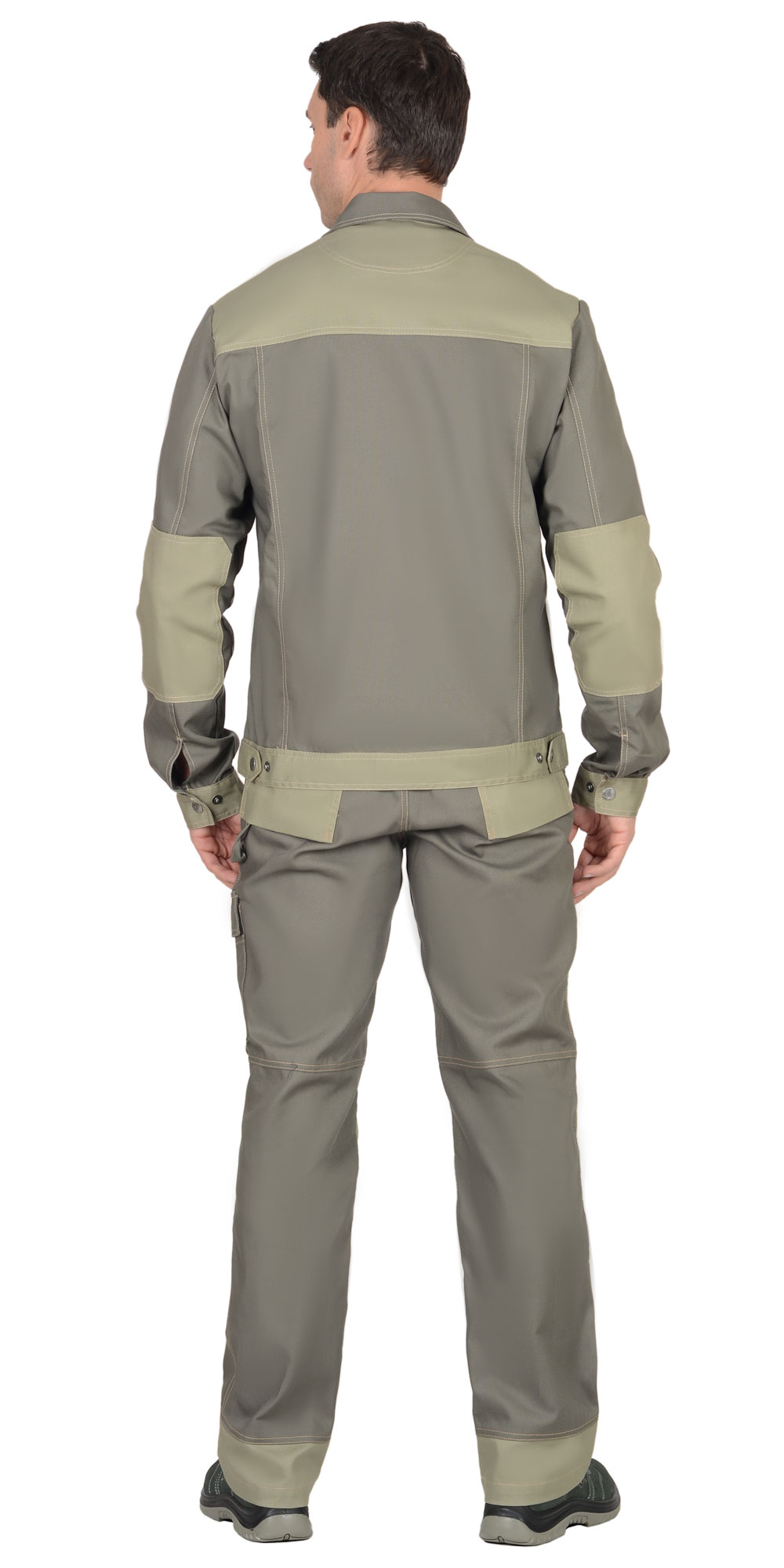 Костюм СИРИУС-ВЕСТ-ВОРК куртка кор., п/к т.оливковый со св.оливковым пл. 275 г/кв.м 