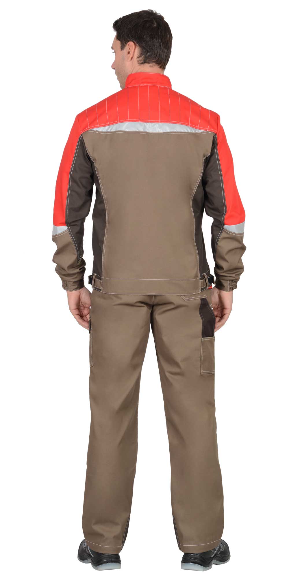 Костюм СИРИУС-ФАВОРИТ-МЕГА куртка, п/к, светло-коричневый с коричневым, красным и СОП