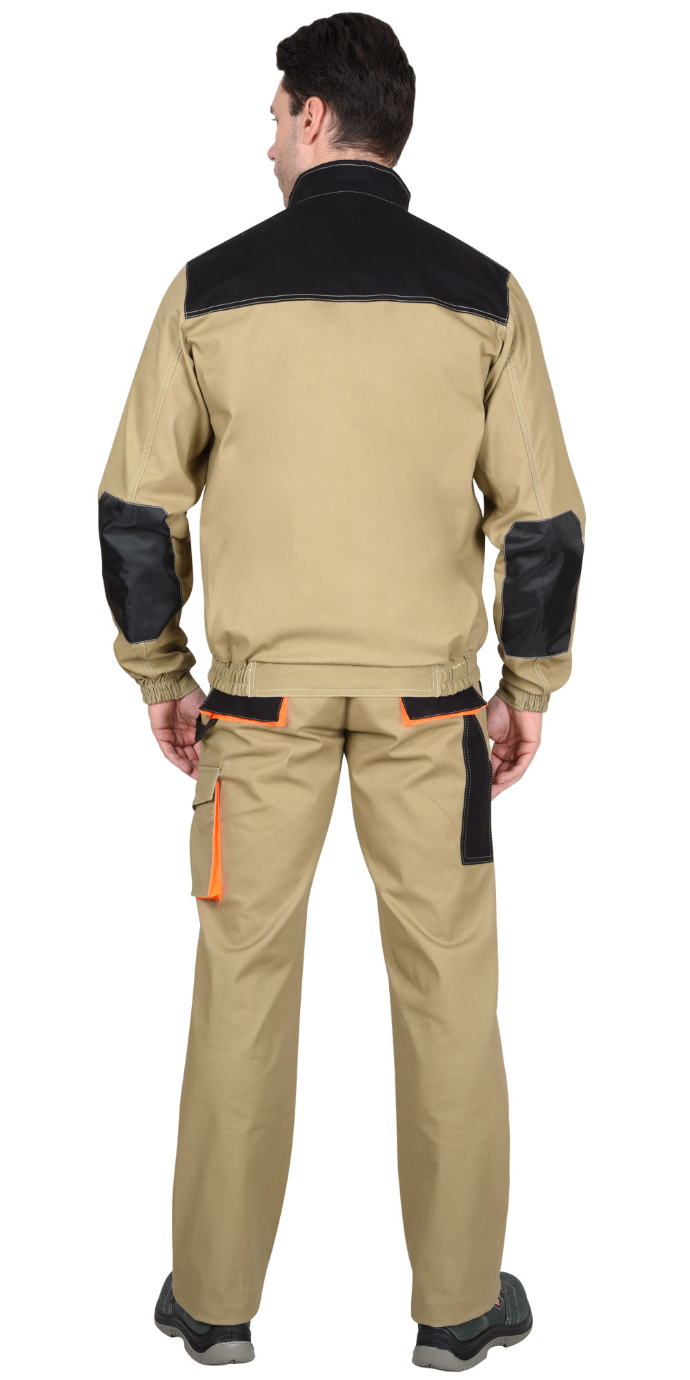 Костюм СИРИУС-МАНХЕТТЕН куртка, п/к песочный с оранж. и черным тк. мех. стрейч пл. 250г/кв.м 