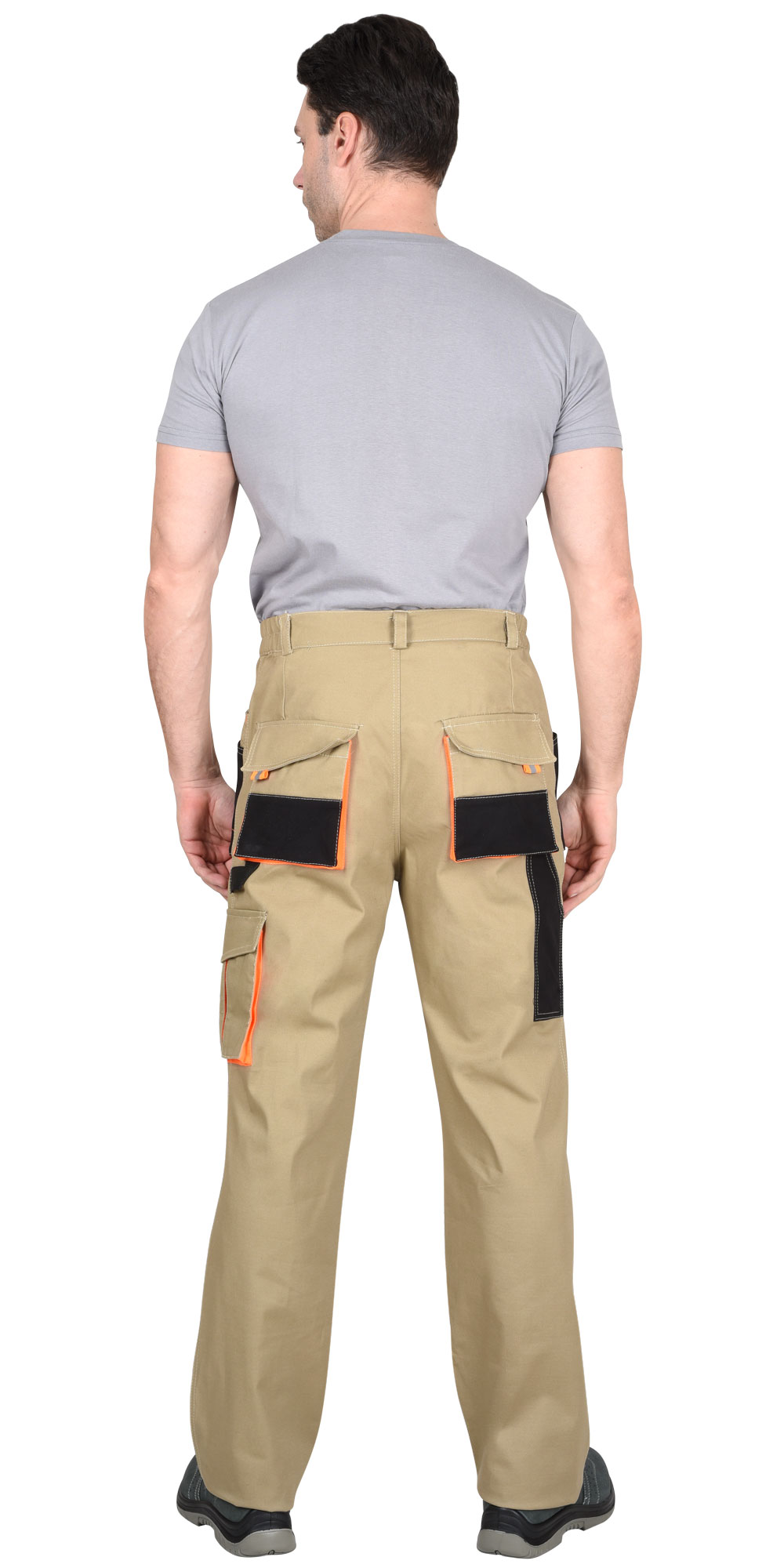 Костюм СИРИУС-МАНХЕТТЕН куртка, брюки песочный с оранж. и черным тк. мех. стрейч пл. 250г/кв.м 