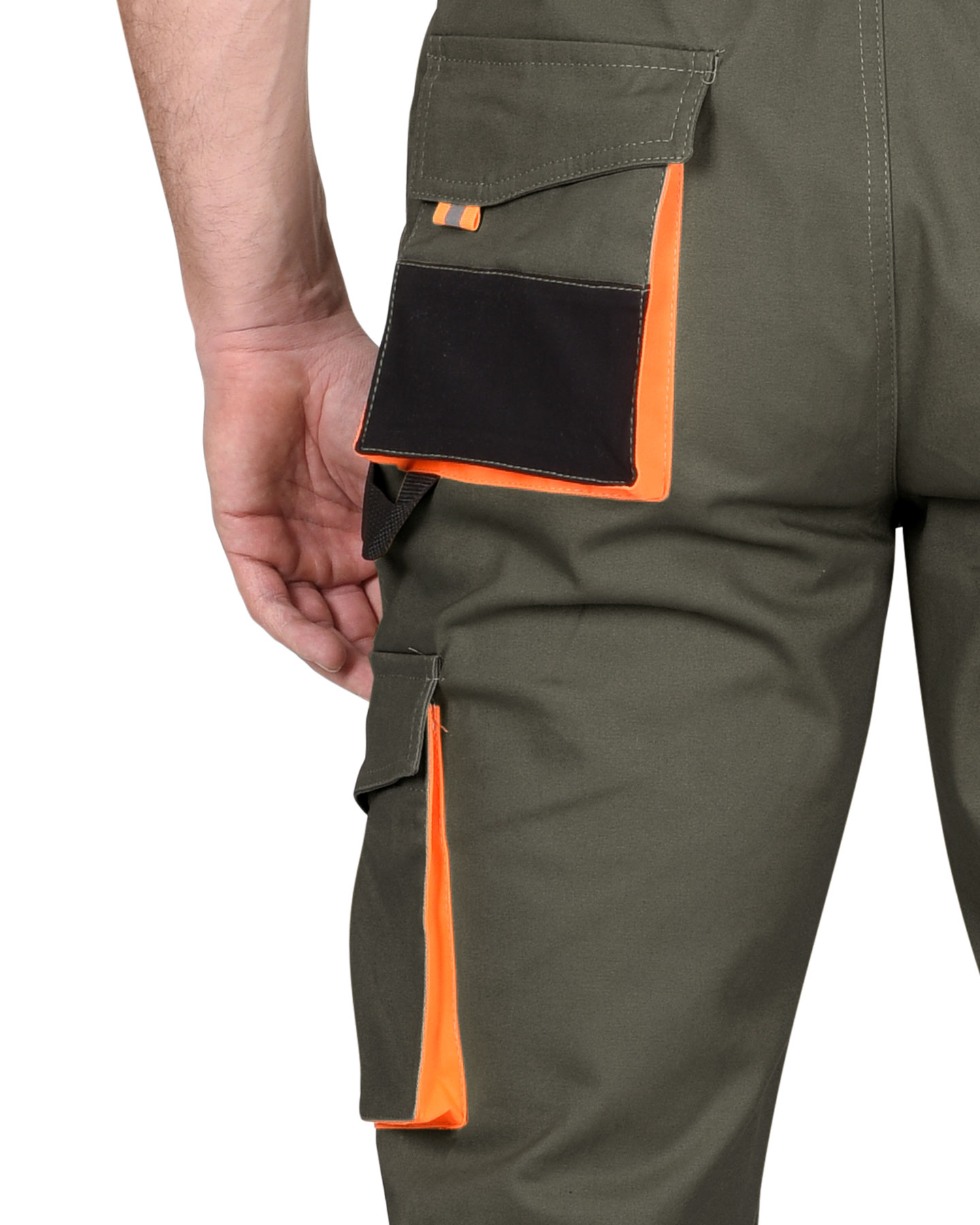 Полукомбинезон СИРИУС-МАНХЕТТЕН оливковый с оранжевым и чер. тк. мех. стрейч пл 260 г/кв.м 