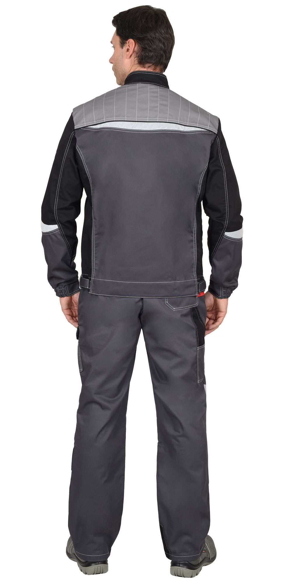 Костюм СИРИУС-ФАВОРИТ-МЕГА мужской летний, куртка и полукомбинезон, серый с черным, СОП 