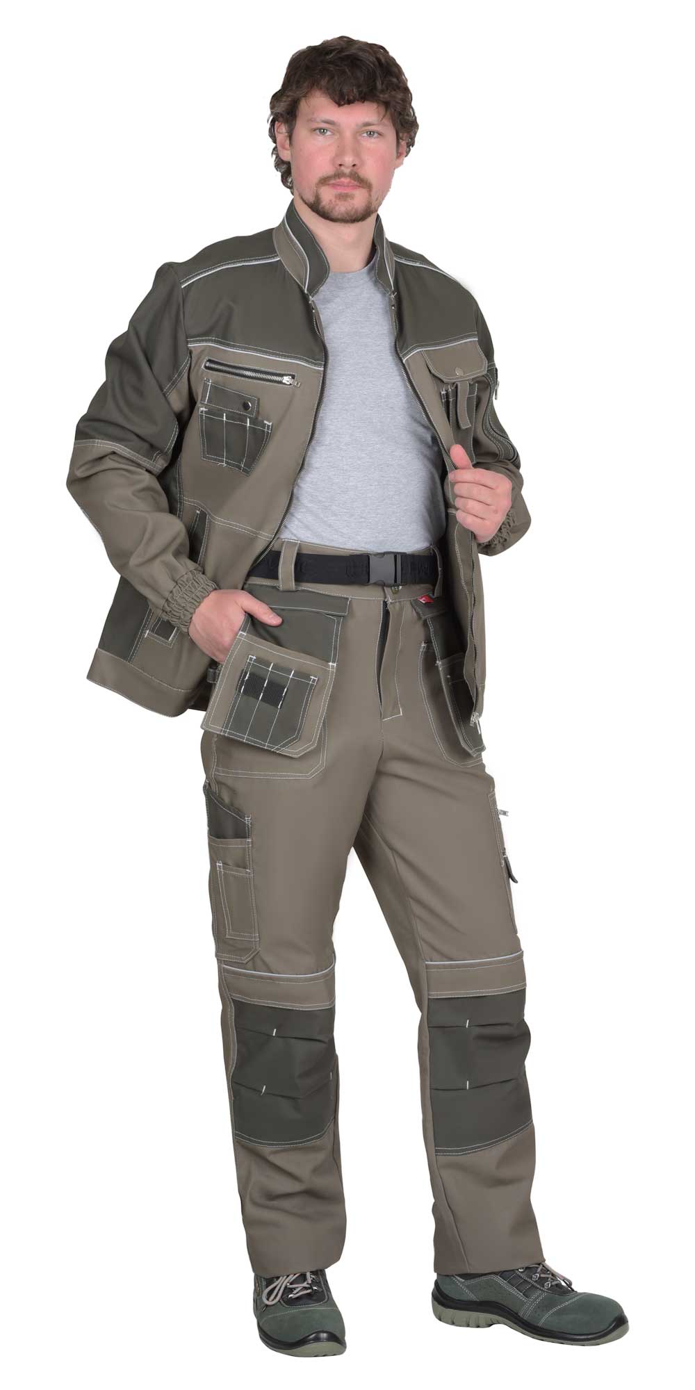 Костюм СИРИУС-ТОКИО куртка, брюки т. песочный с хаки 100%х/б пл. 265 г/кв.м