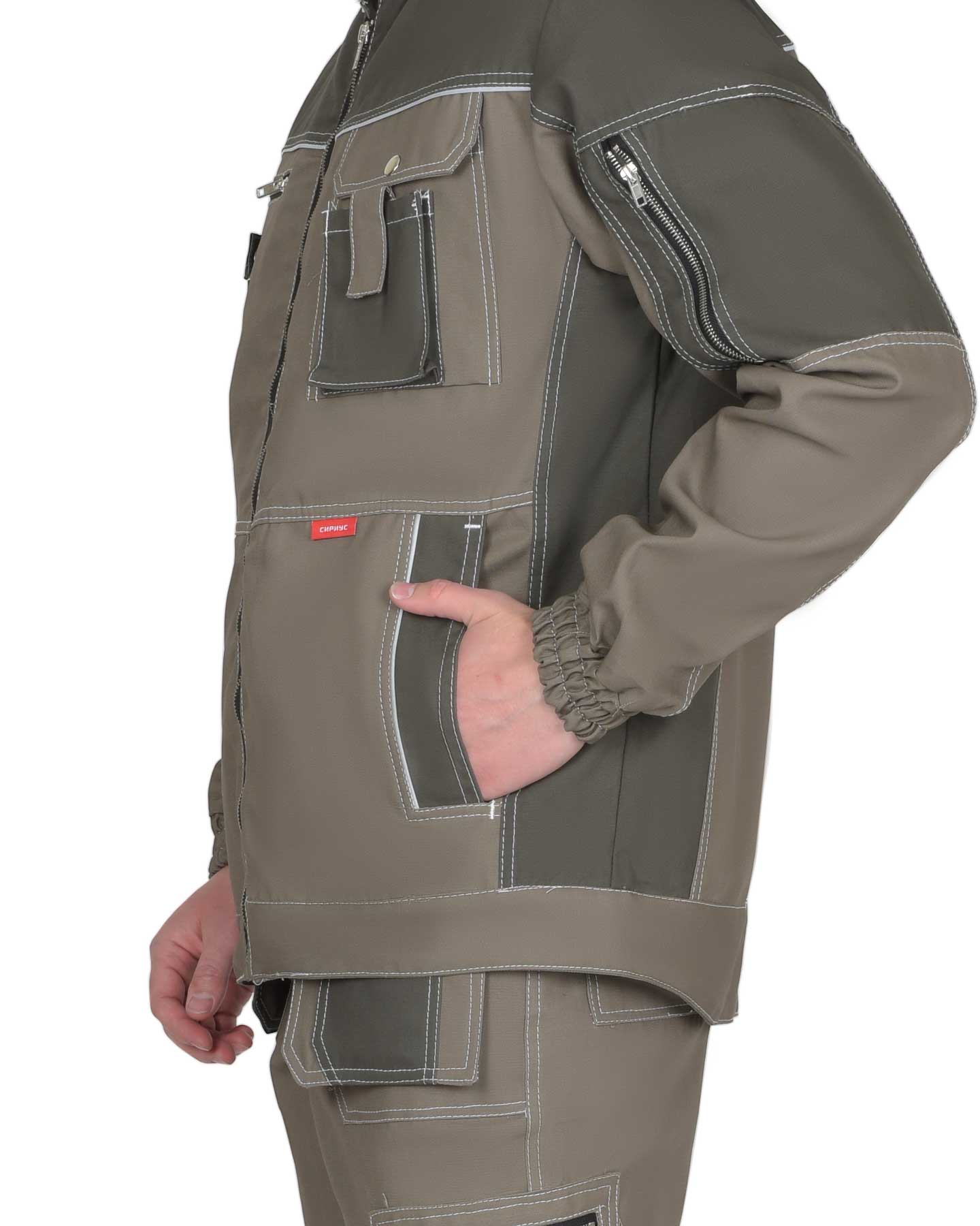 Костюм СИРИУС-ТОКИО куртка, брюки т. песочный с хаки 100%х/б пл. 265 г/кв.м