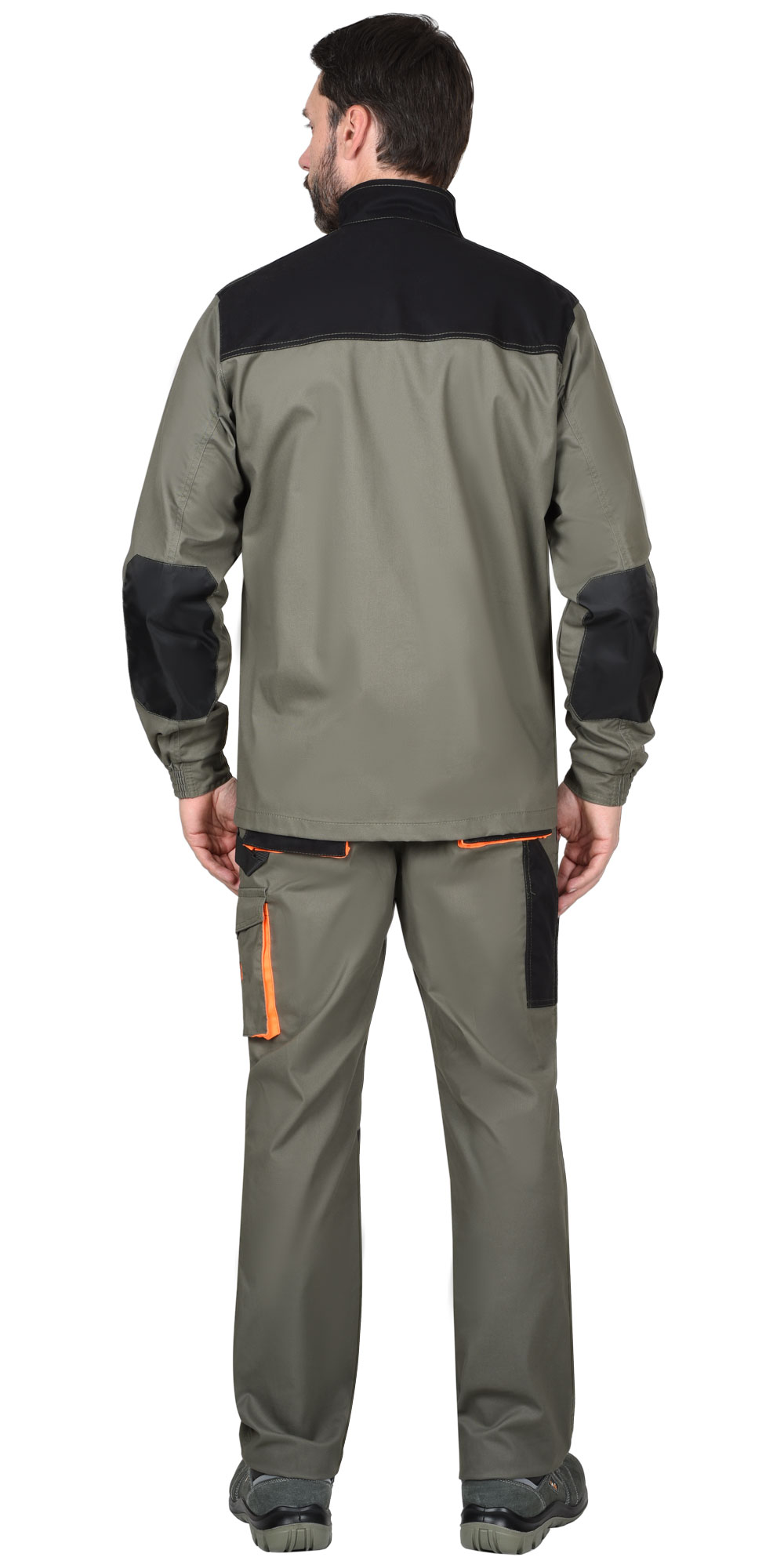 Костюм СИРИУС-МАНХЕТТЕН куртка, брюки оливковый с оранжевым и чер. тк. мех. стрейч пл 260 г/кв.м 