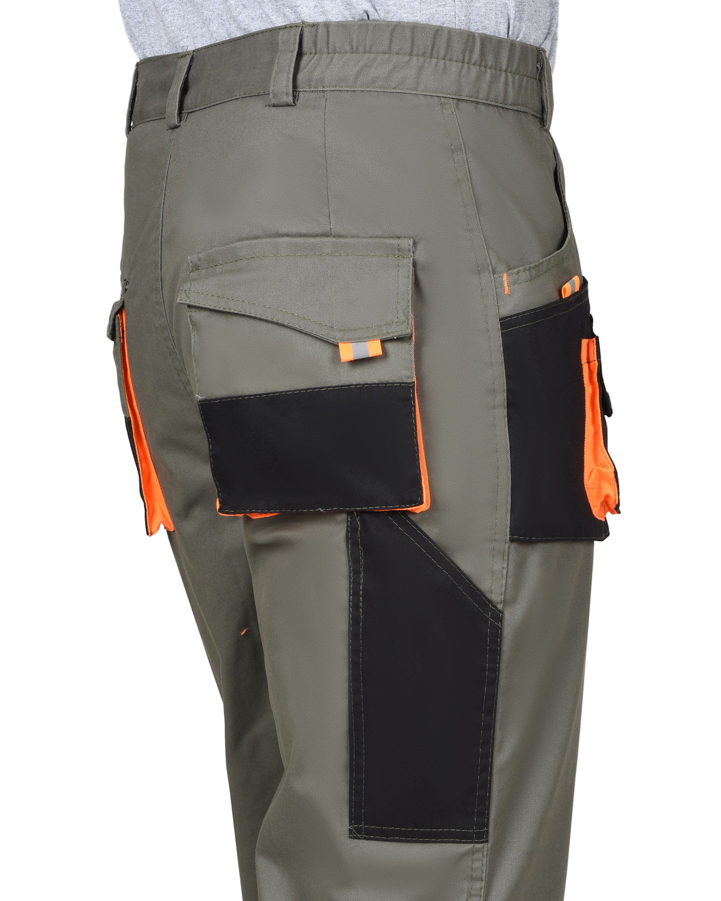 Костюм СИРИУС-МАНХЕТТЕН куртка, брюки оливковый с оранжевым и чер. тк. мех. стрейч пл 260 г/кв.м 