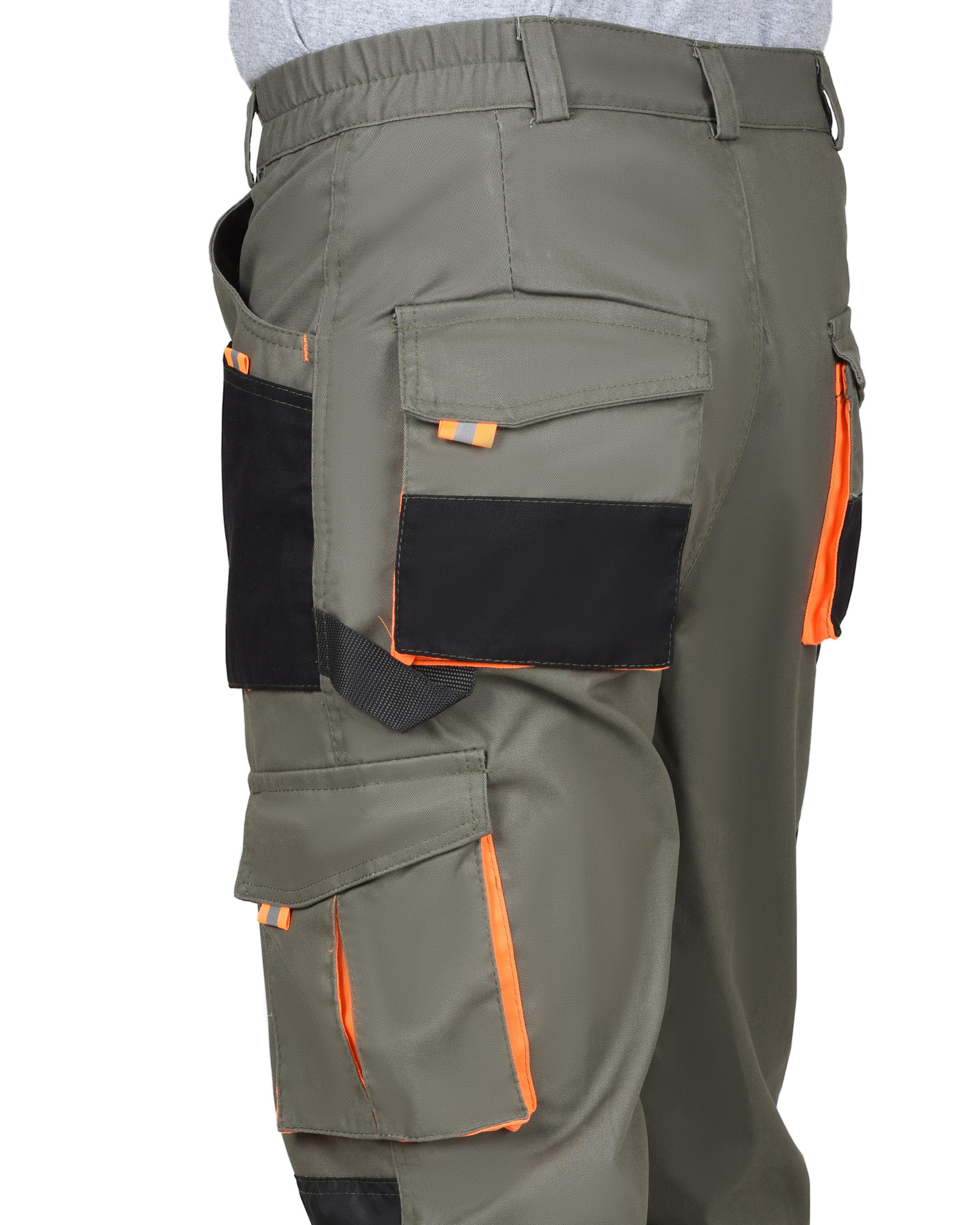 Костюм СИРИУС-МАНХЕТТЕН куртка, брюки оливковый с оранжевым и чер. тк. мех. стрейч пл 260 г/кв.м 