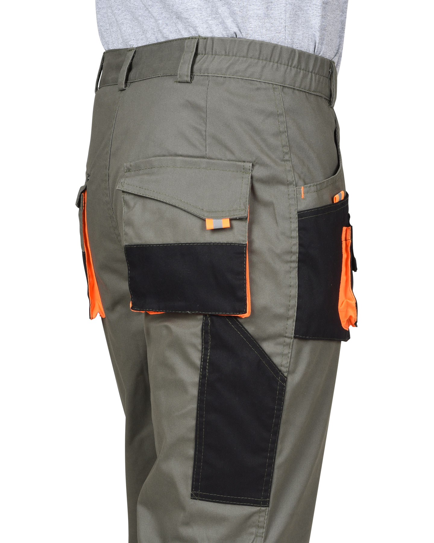 Костюм СИРИУС-МАНХЕТТЕН куртка. брюки оливковый с оранжевым и чер. тк. мех. стрейч пл 260 г/кв.м 