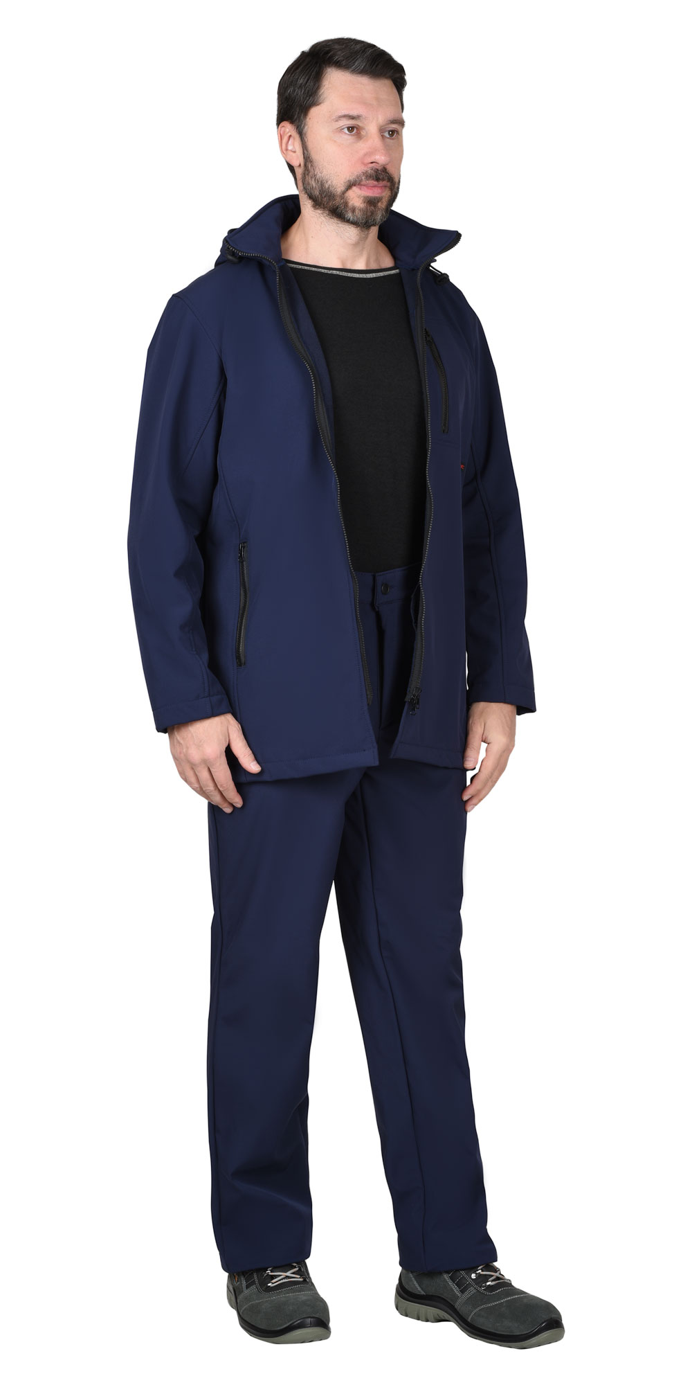 Костюм СИРИУС-АЗОВ с капюшоном синий софтшелл пл 350 г/кв.м 