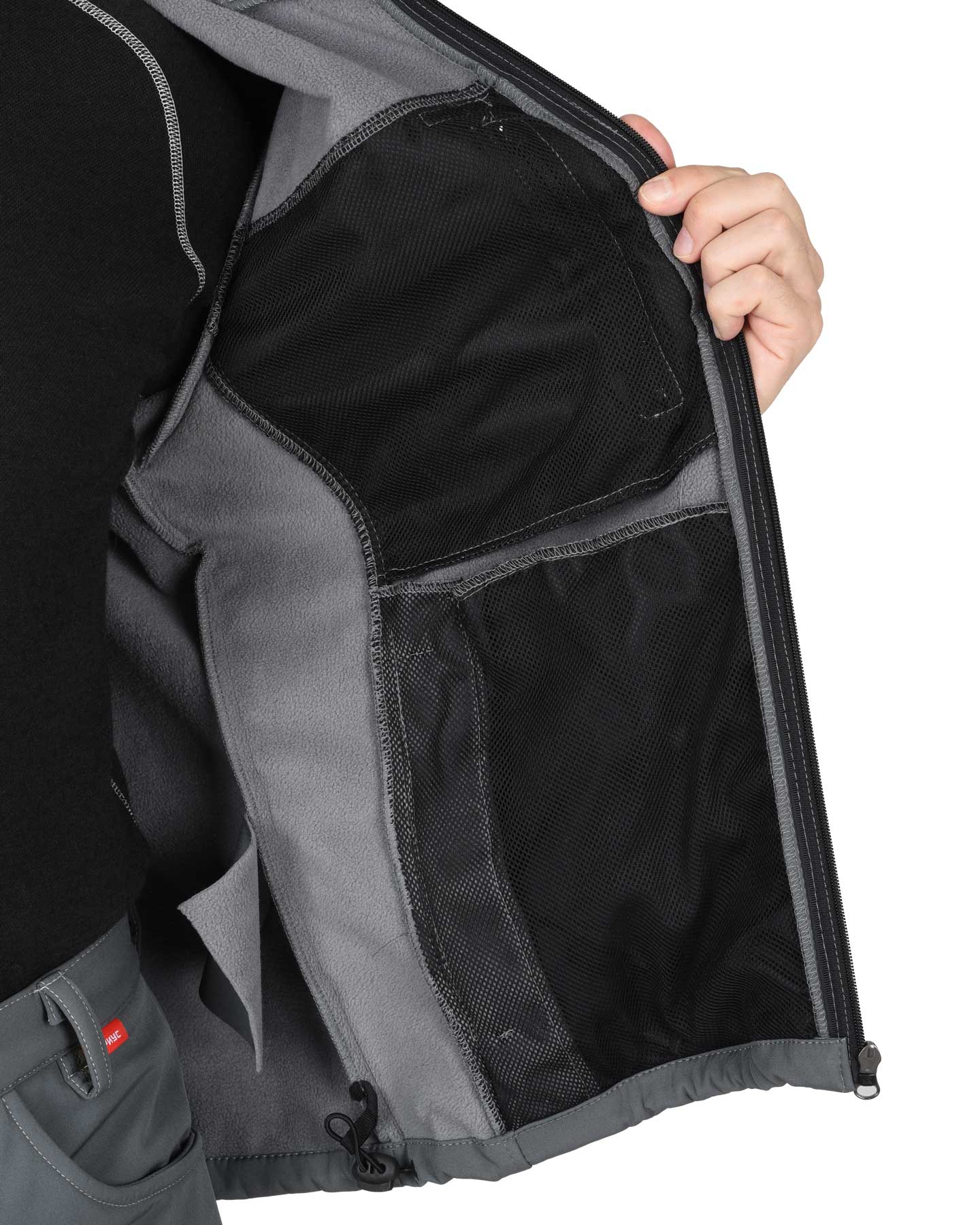 Костюм СИРИУС-АЗОВ с капюшоном серый софтшелл пл 350 г/кв.м 