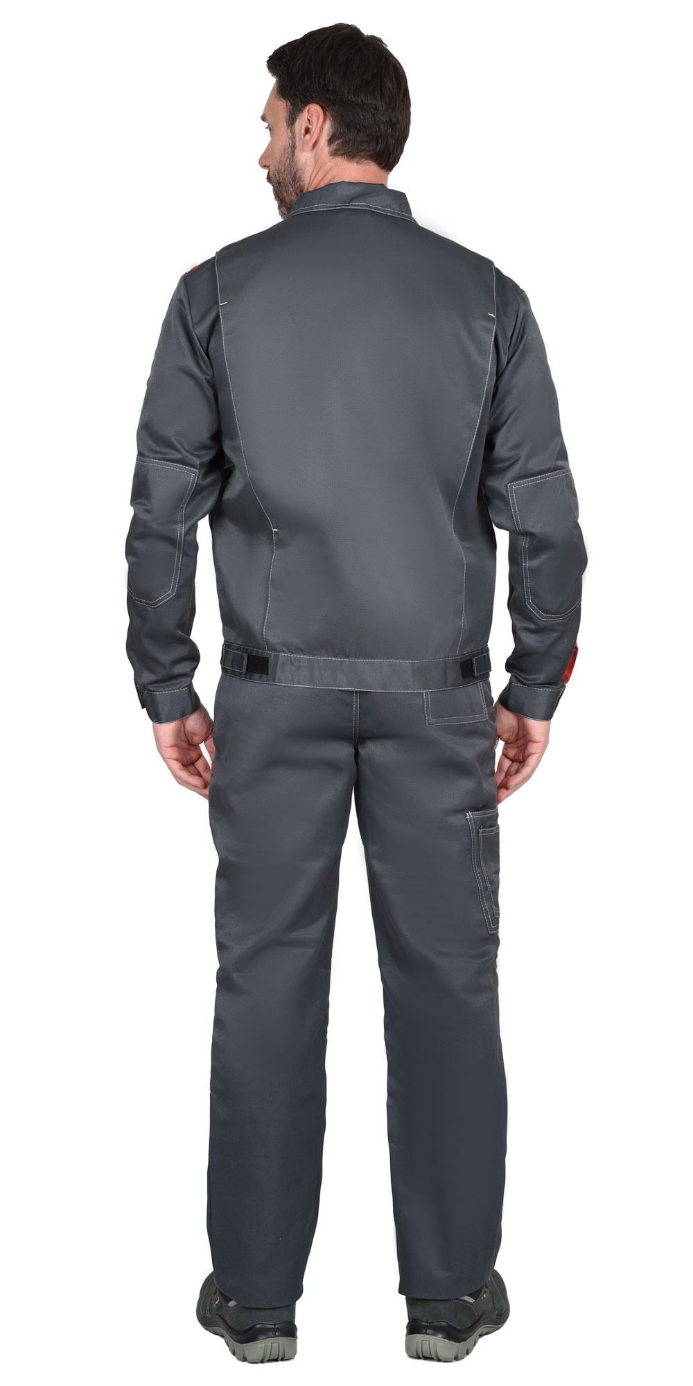 Костюм СИРИУС-ФАВОРИТ летний куртка, п/к т.серый с красным и лимонным кантом 