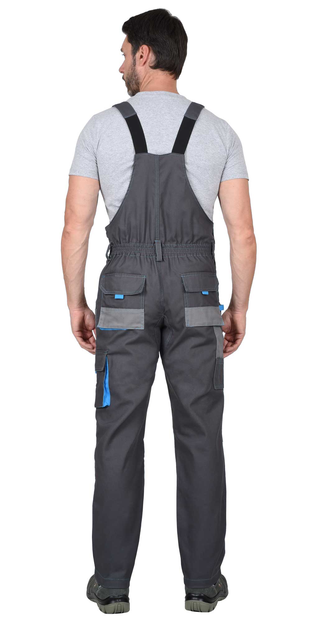 Костюм СИРИУС-ДВИН куртка, п/к т.серый со ср.серым и голубой отделкой пл. 275 г/кв.м