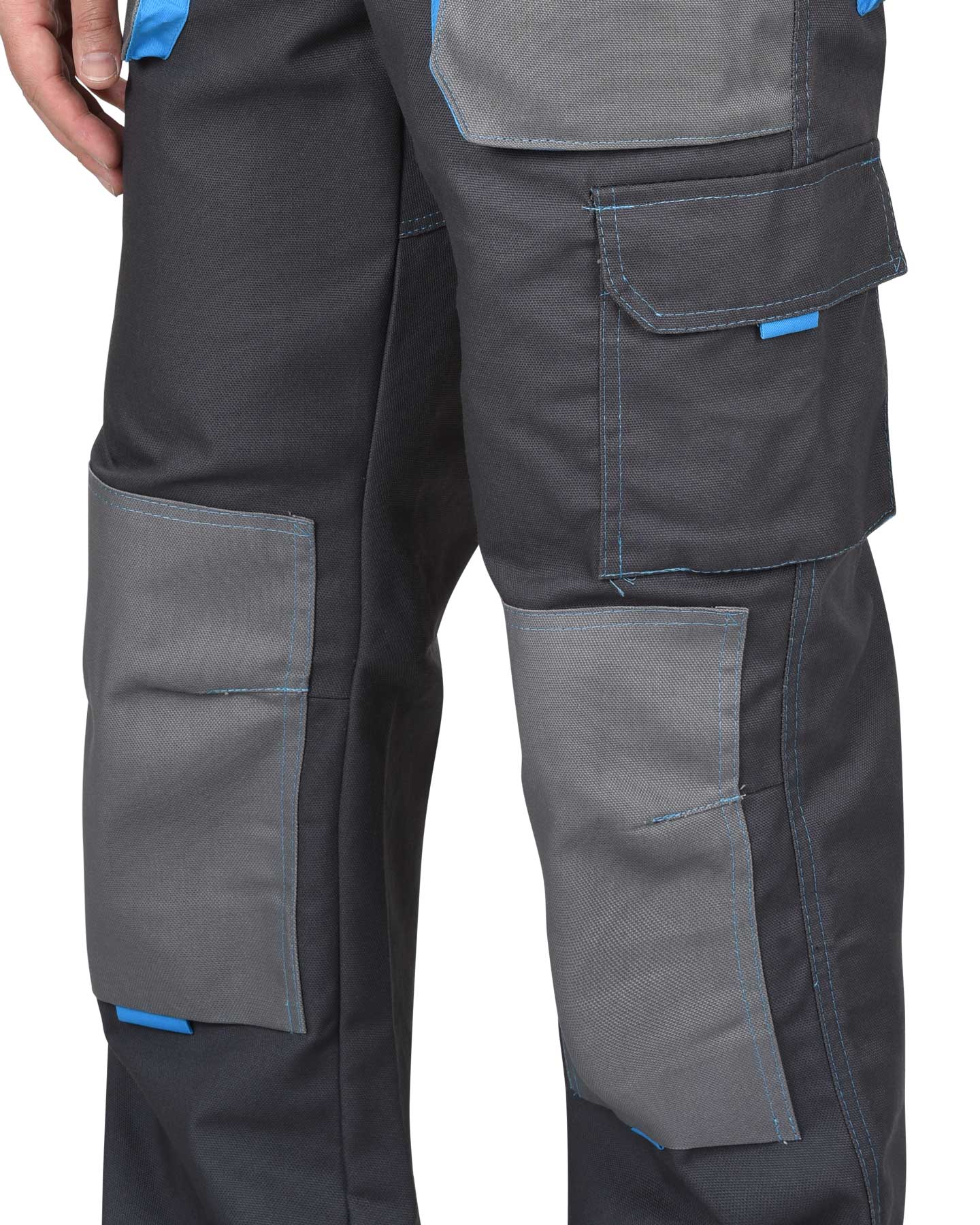 Костюм СИРИУС-ДВИН куртка, п/к т.серый со ср.серым и голубой отделкой пл. 275 г/кв.м