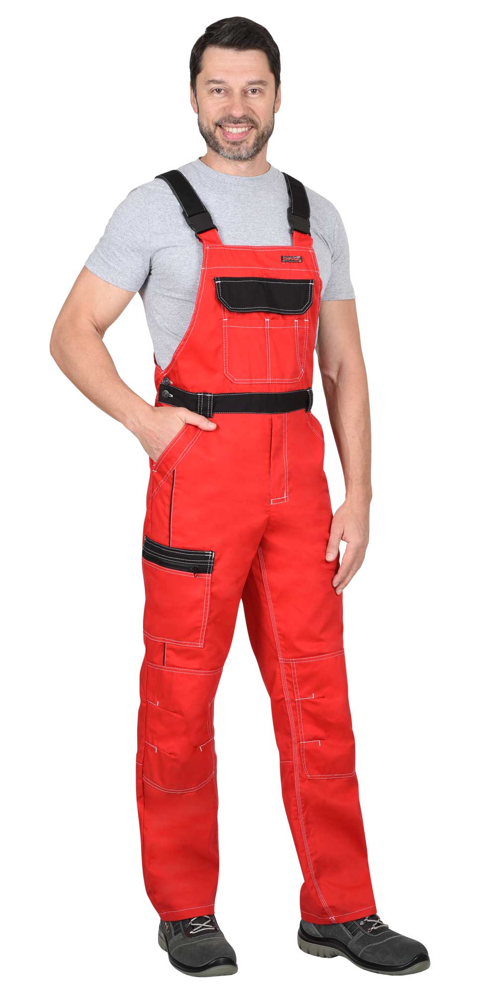 Костюм СИРИУС-ПРЕСТИЖ куртка, полукомбинезон красный с черным