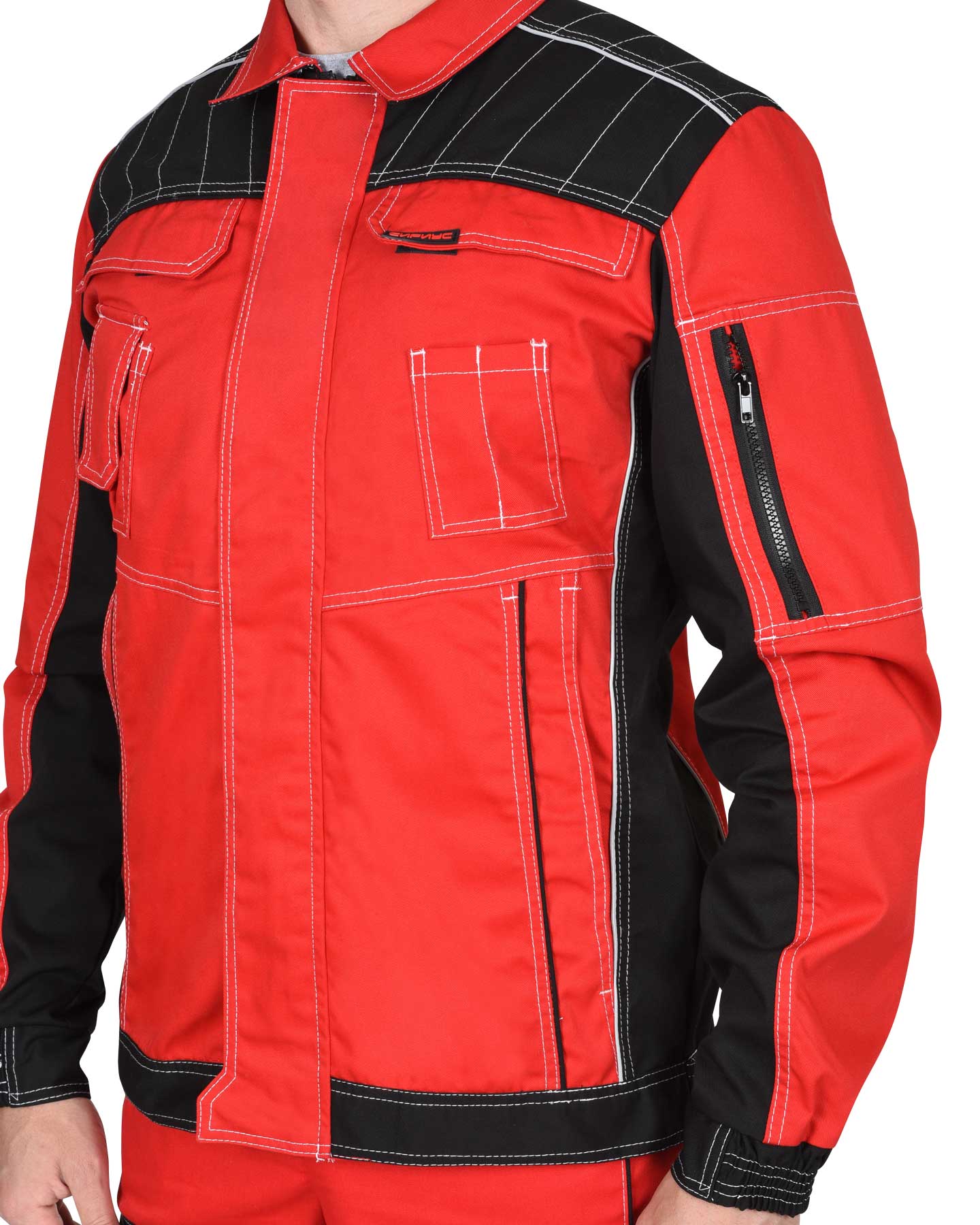 Костюм СИРИУС-ПРЕСТИЖ куртка, полукомбинезон красный с черным