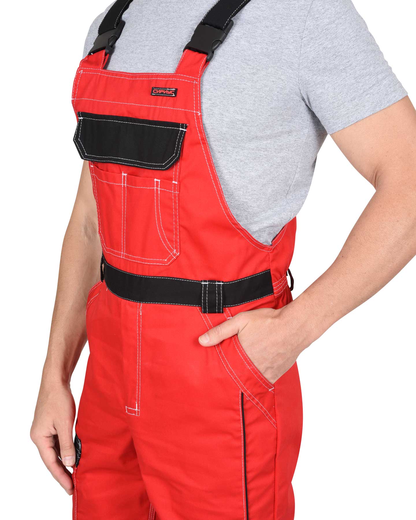 Костюм СИРИУС-ПРЕСТИЖ куртка, полукомбинезон красный с черным