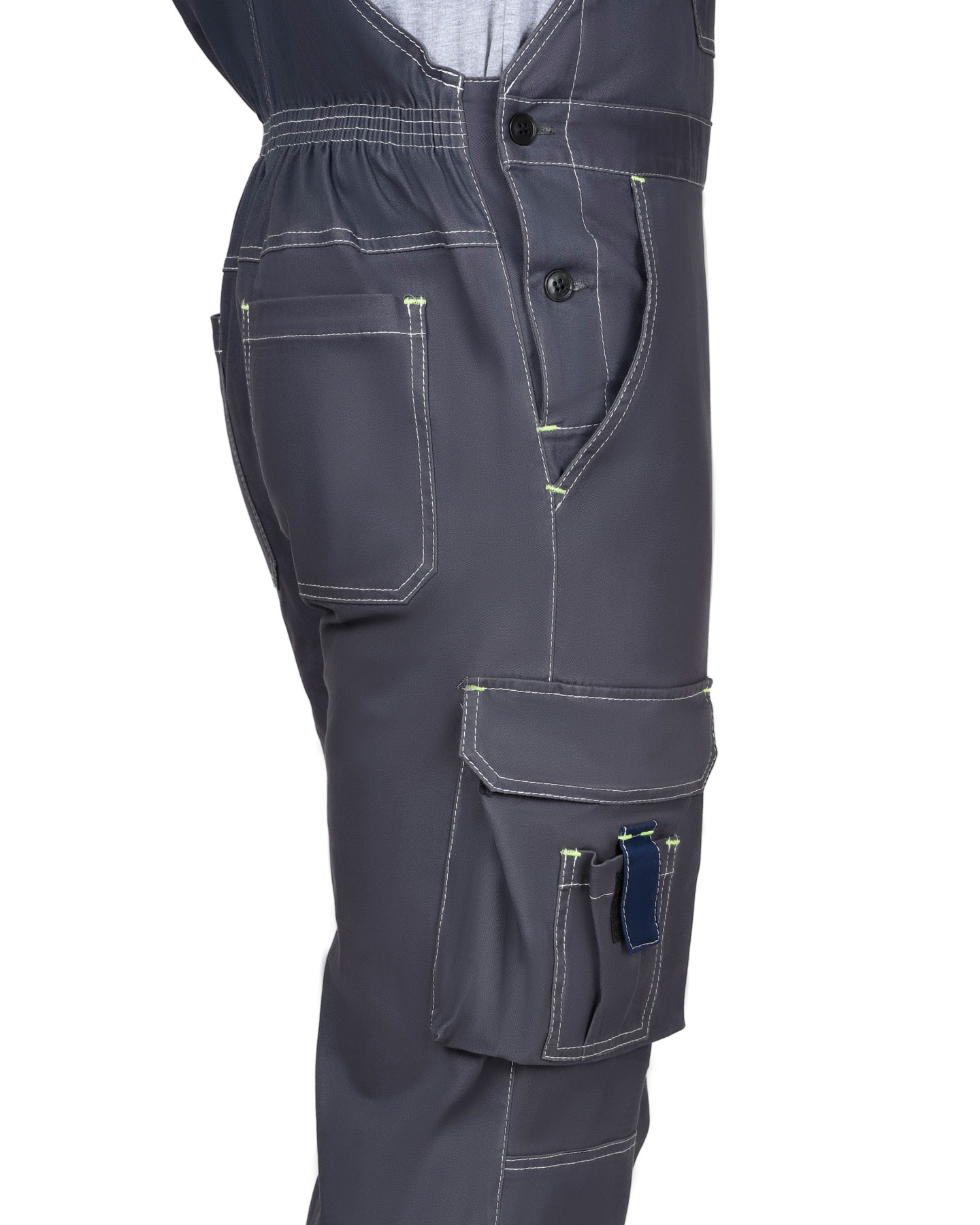 Костюм СИРИУС-ДЖЕТ куртка, полукомбинезон т-серый с синим тк. мех. стрейч с ВО