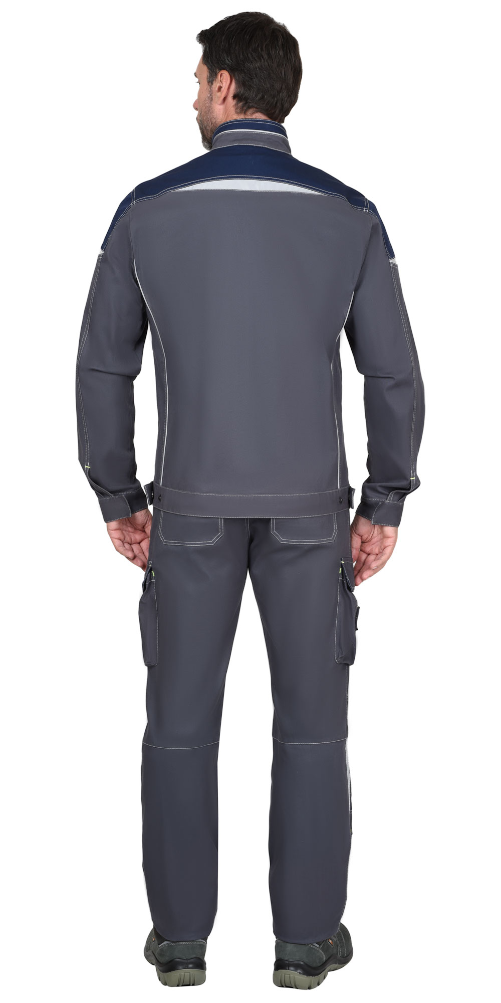 Костюм СИРИУС-ДЖЕТ куртка, брюки т-серый с синим тк. мех. стрейч с ВО