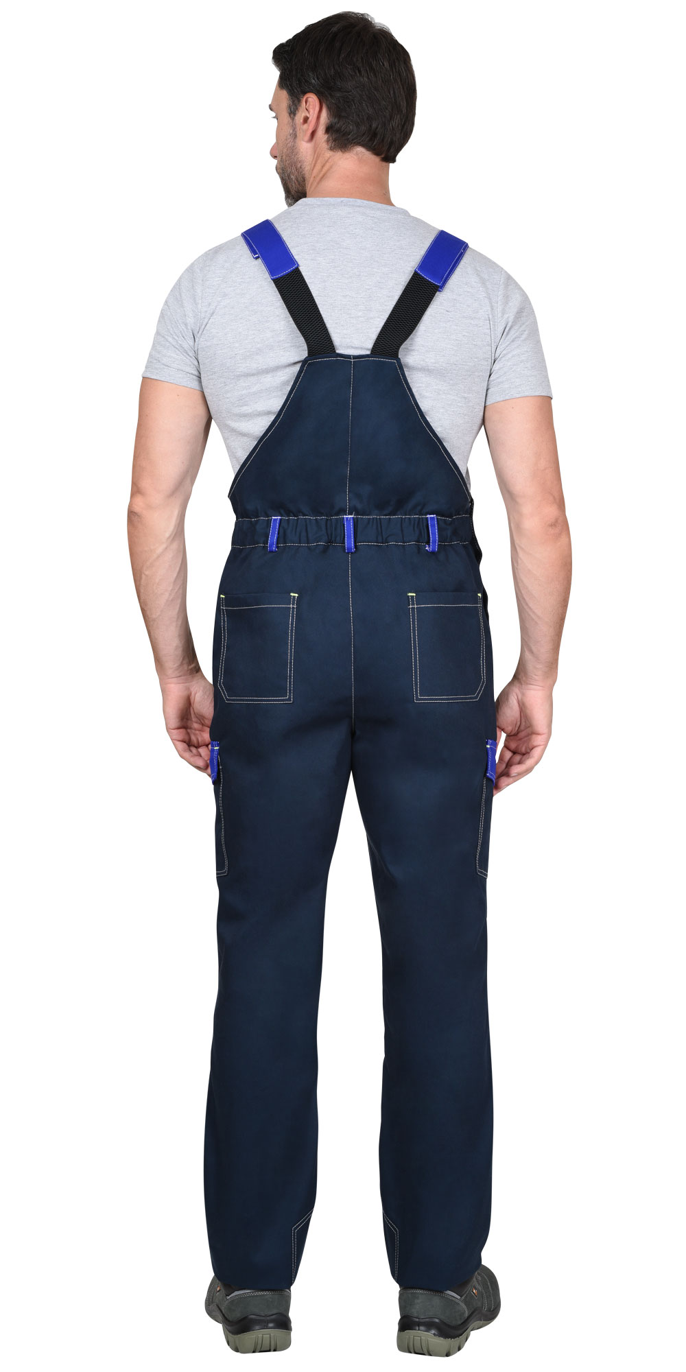 Полукомбинезон СИРИУС-КАРАТ-РОСС темно-синий с васильковым, 80% х/б, пл. 260 г/кв.м