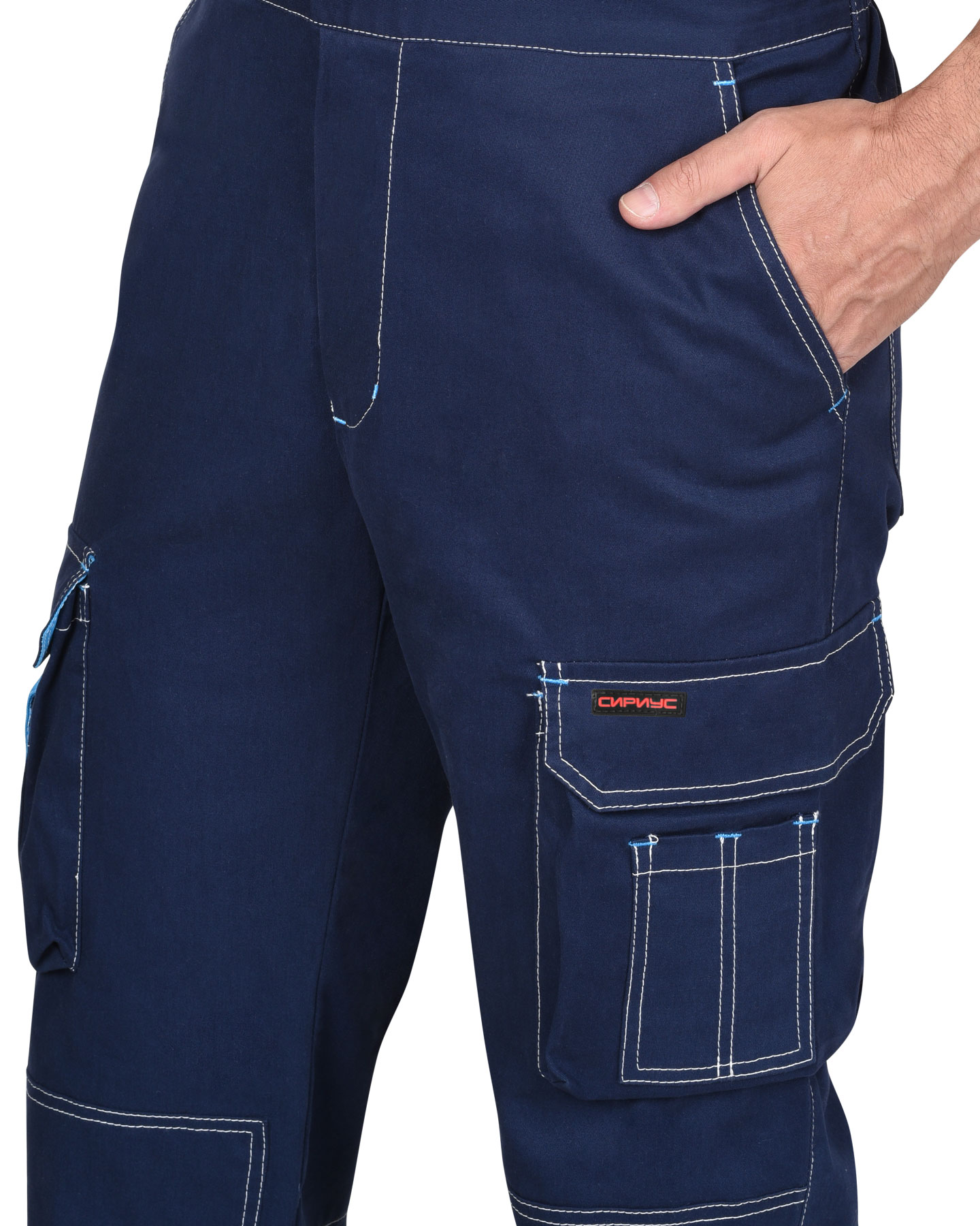 Костюм СИРИУС-ДЖЕТ куртка, полукомбинезон синий с голубым тк. мех. стрейч с ВО