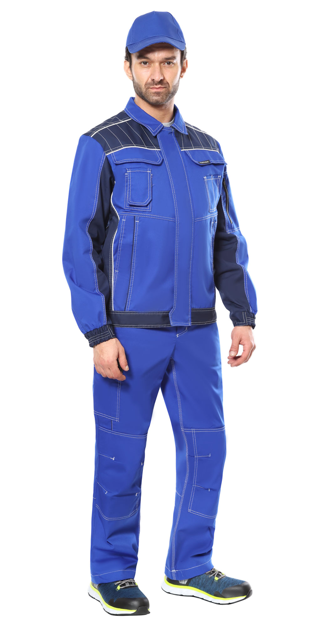 Костюм СИРИУС-ПРЕСТИЖ куртка, брюки, васильковый с синим 