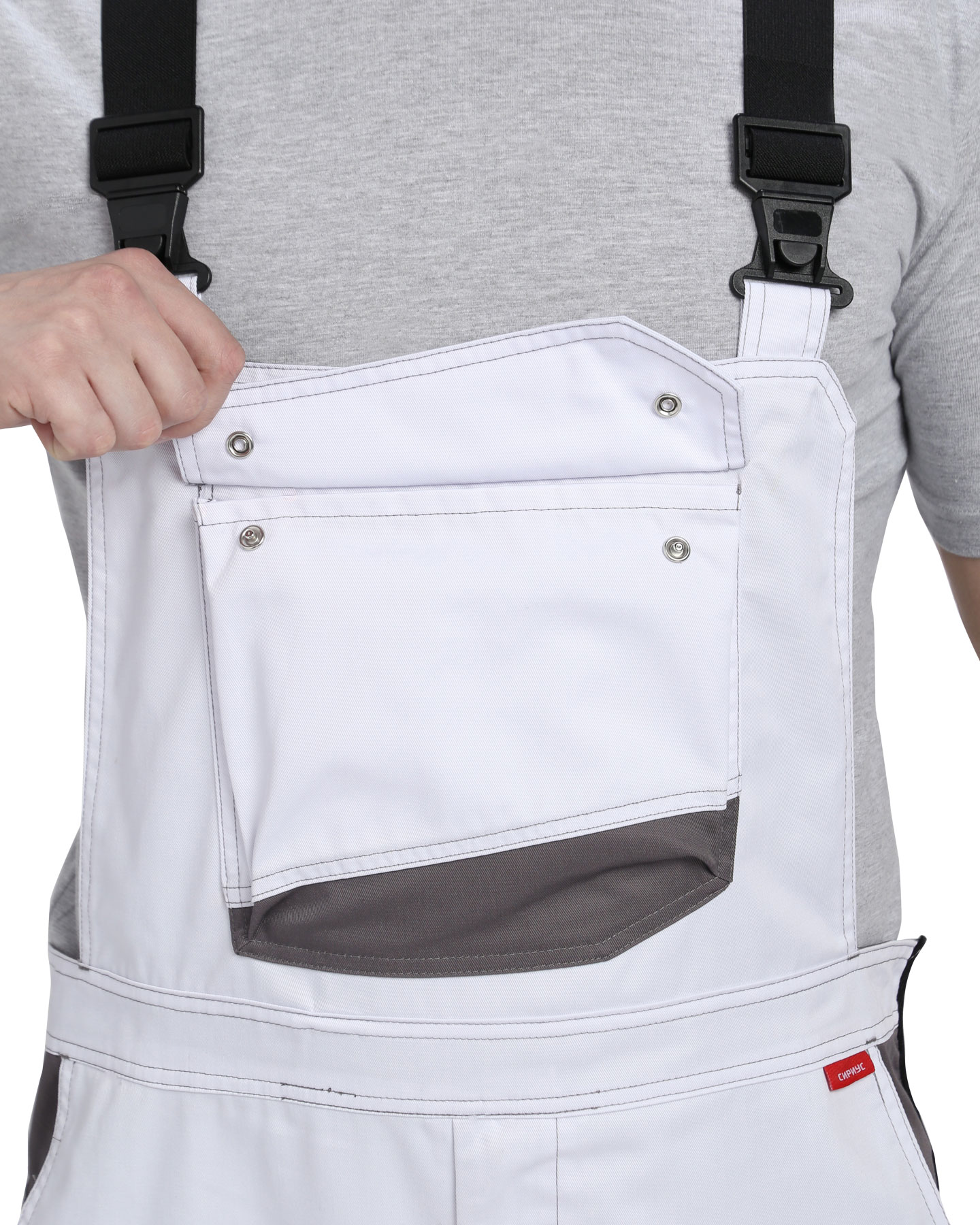 Полукомбинезон СИРИУС-ЦИТРИН белый со средне-серым