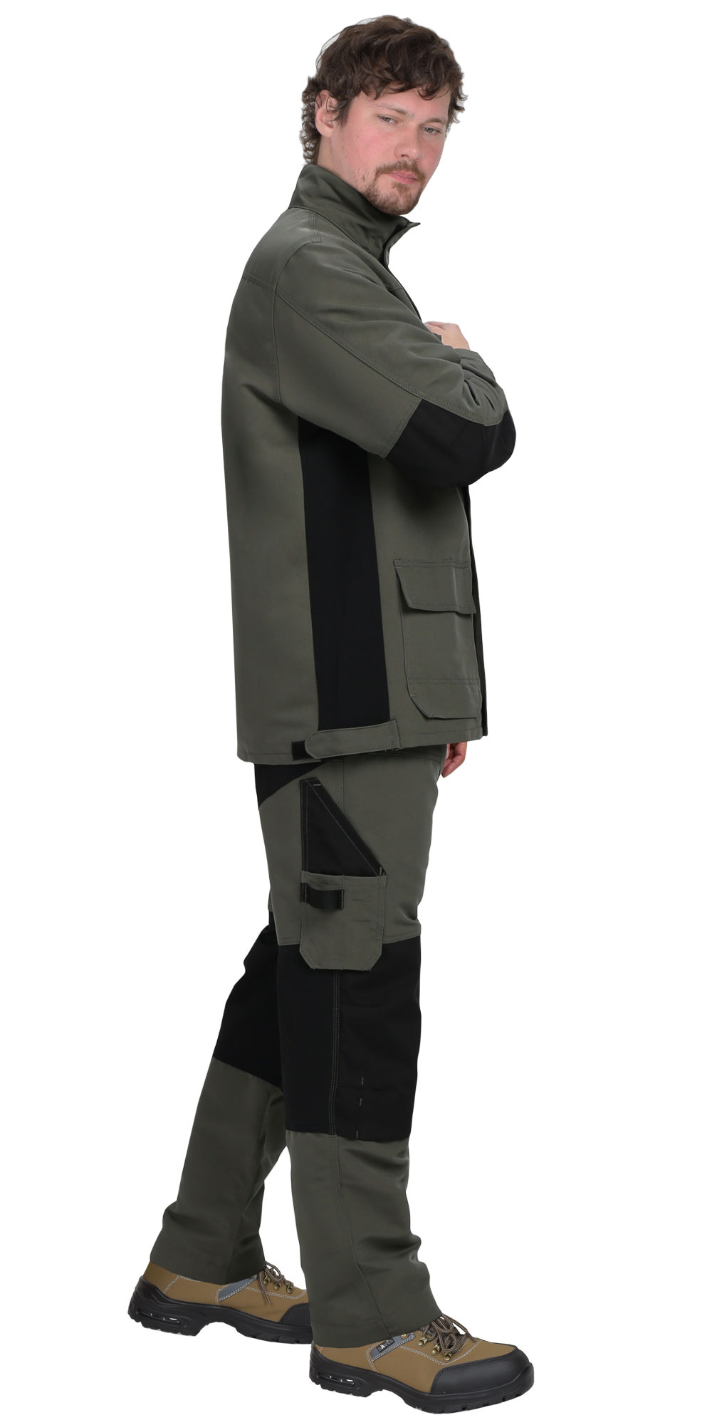 Костюм СИРИУС-ТРИТОН куртка, брюки хаки с черным тк.Кошачий глаз