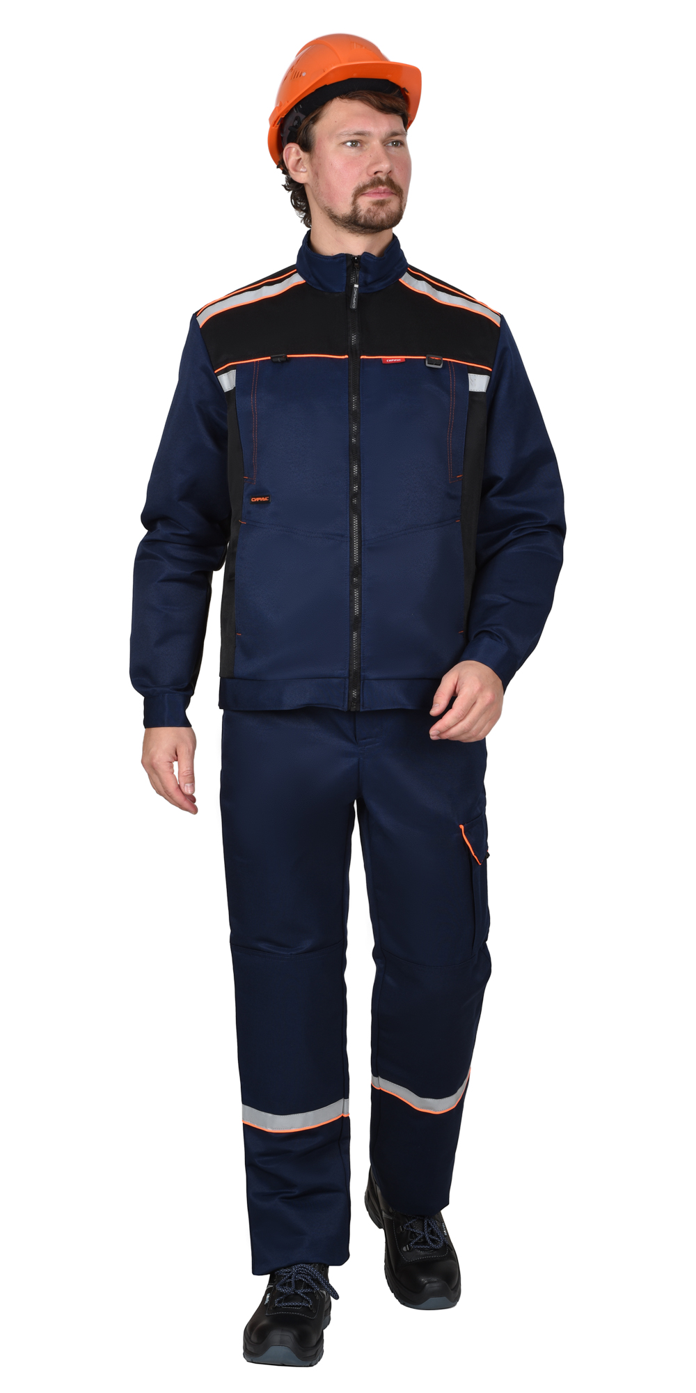 Костюм СИРИУС-ПРАКТИК куртка, брюки, темно-синий с черным и СОП