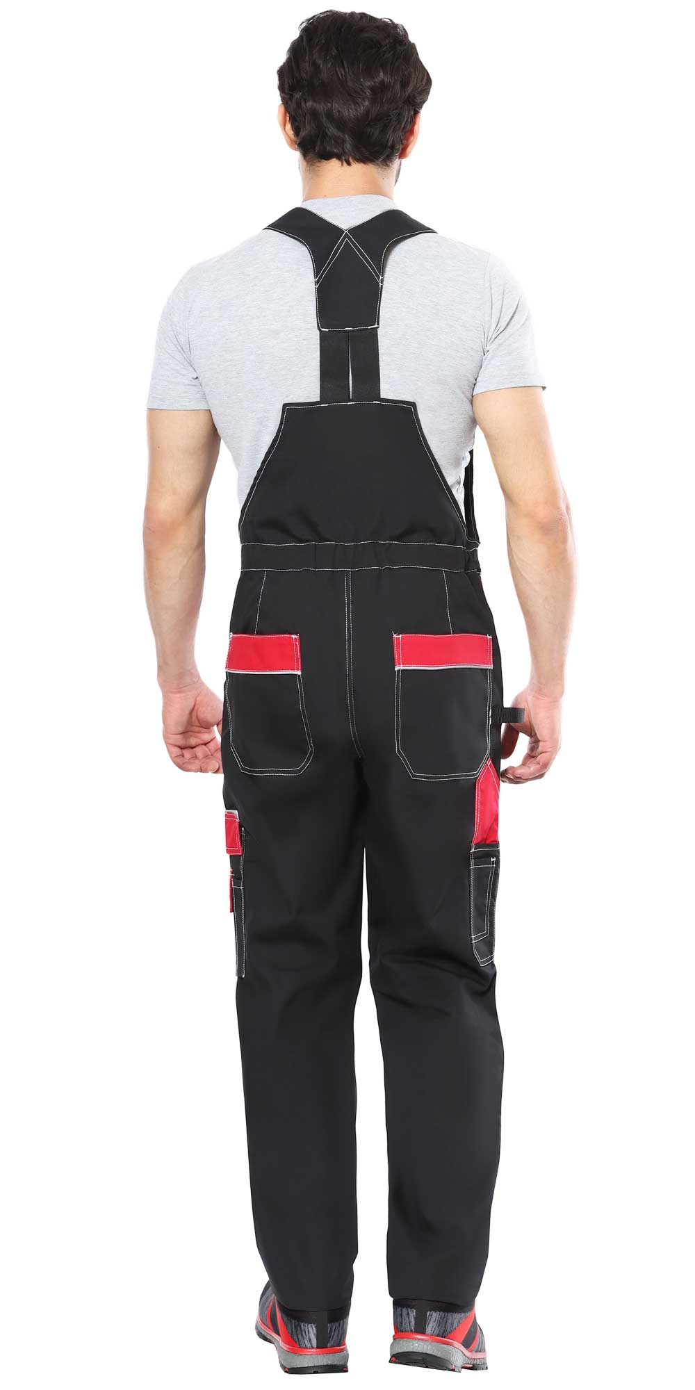 Костюм СИРИУС-АГАТ куртка, п/к черный с красным пл. 260 г/кв.м. ВО отделка