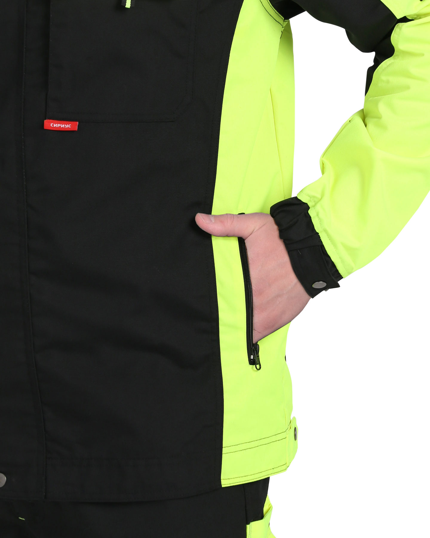 Костюм СИРИУС-ОНИКС куртка, брюки черный с лимонным