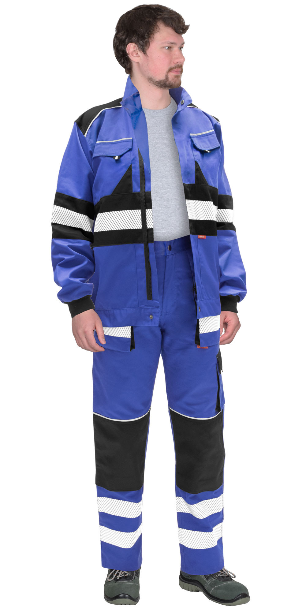 Костюм СИРИУС-ТРЭКС куртка, брюки васильковый с черным, СОП