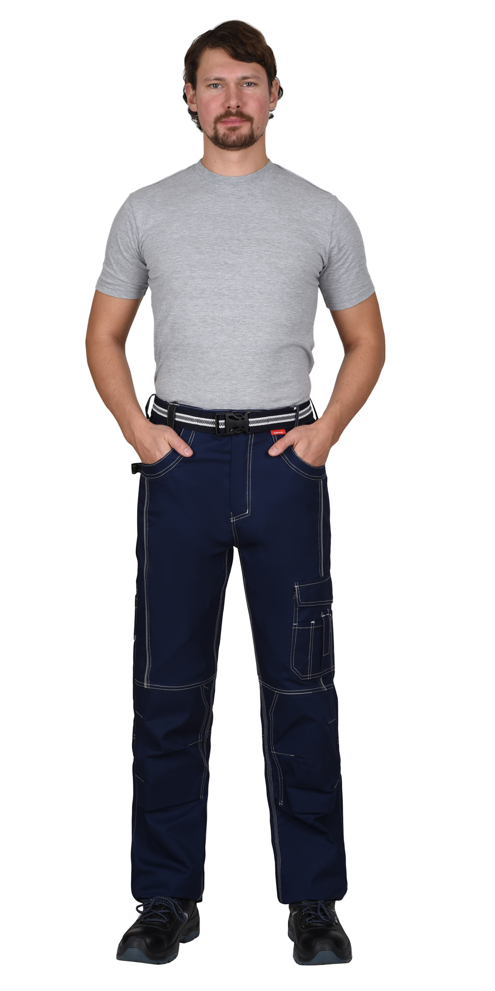 Костюм СИРИУС-ПРЕСТИЖ куртка, брюки, синий с черным и оранжевой отделкой