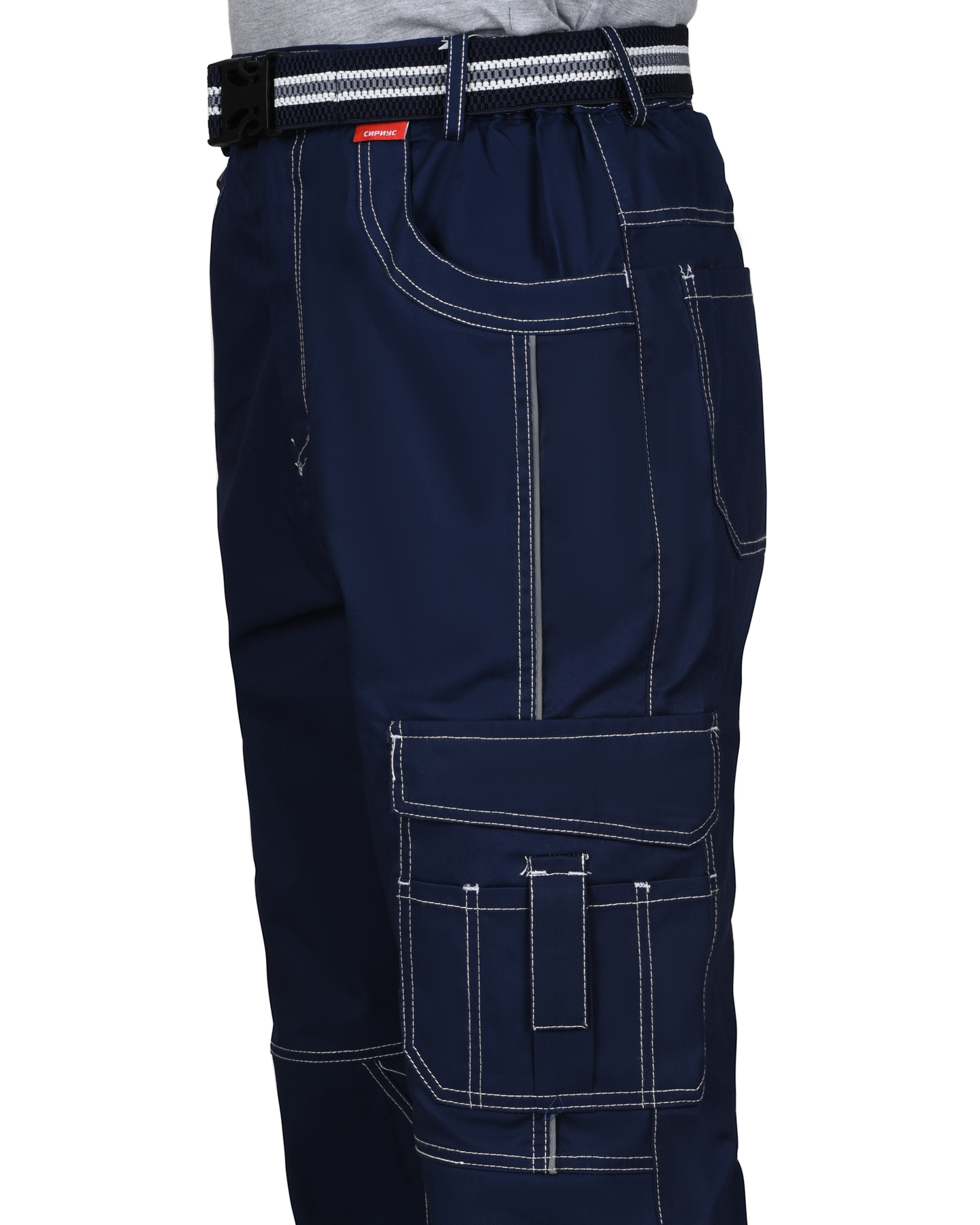 Костюм СИРИУС-ПРЕСТИЖ куртка, брюки, синий с черным и оранжевой отделкой