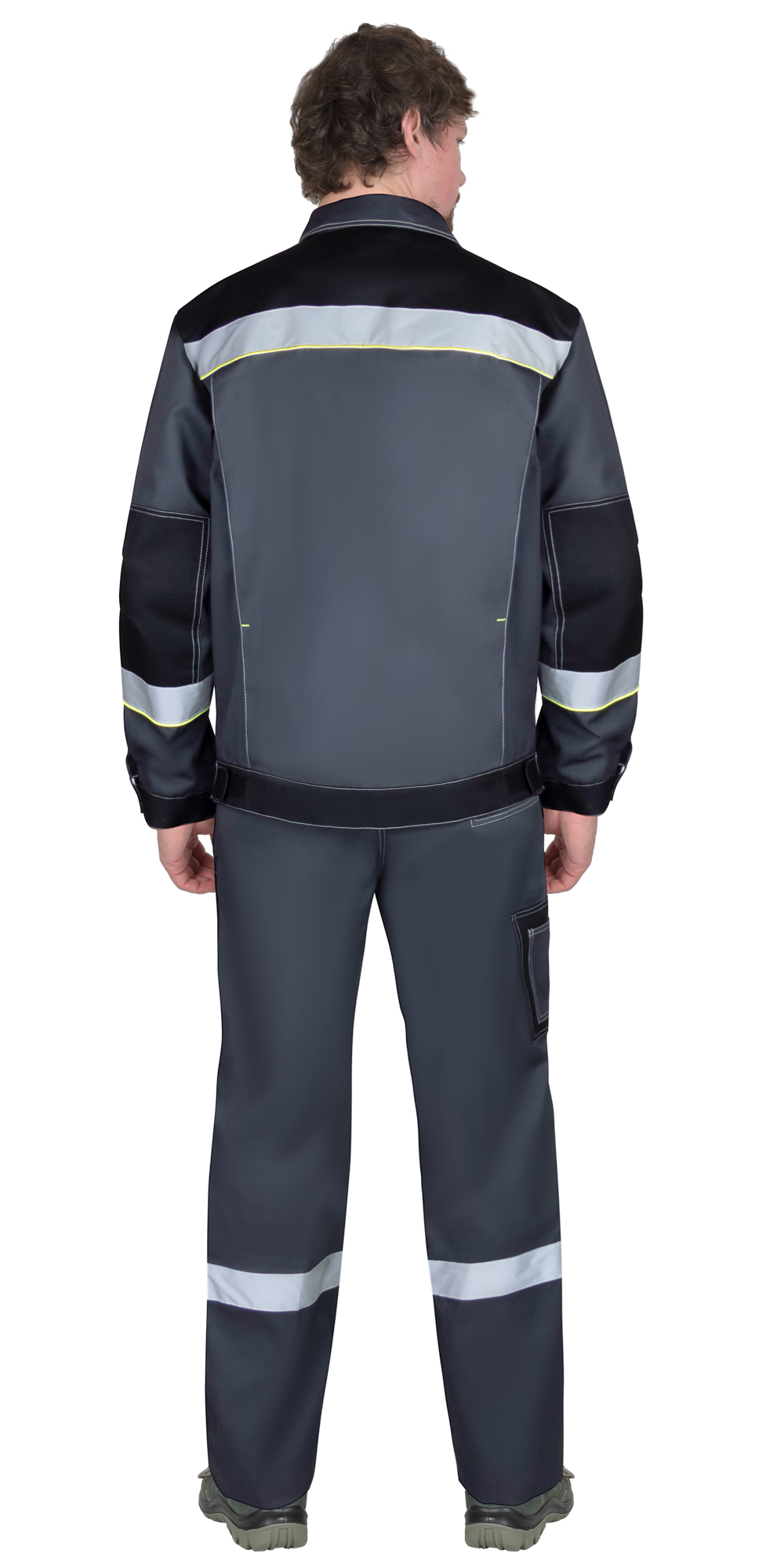 Костюм СИРИУС-ФАВОРИТ куртка, п/к, серый с черным, лимонным кантом и СОП