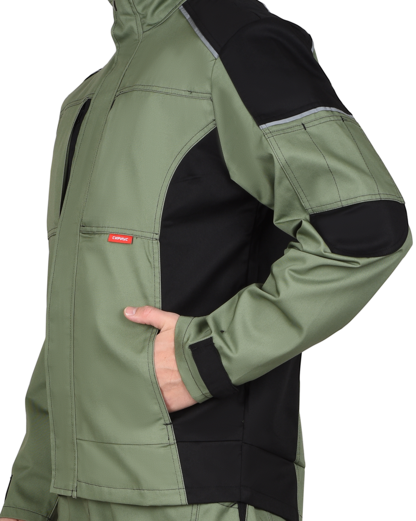 Костюм СИРИУС-ЦИТРИН куртка, брюки, светло-оливковый с черным