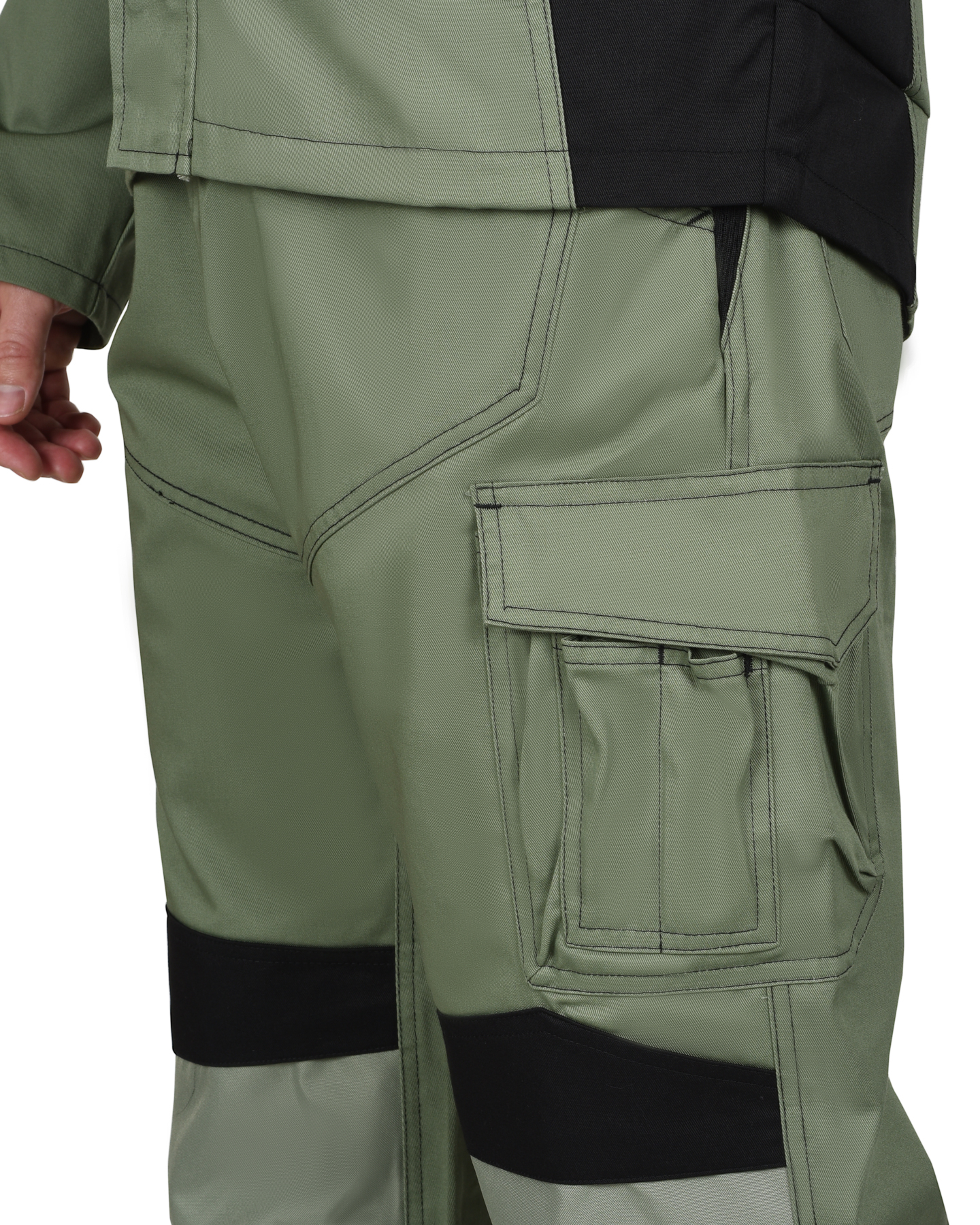 Костюм СИРИУС-ЦИТРИН куртка, полукомбинезон, светло-оливковый с черным