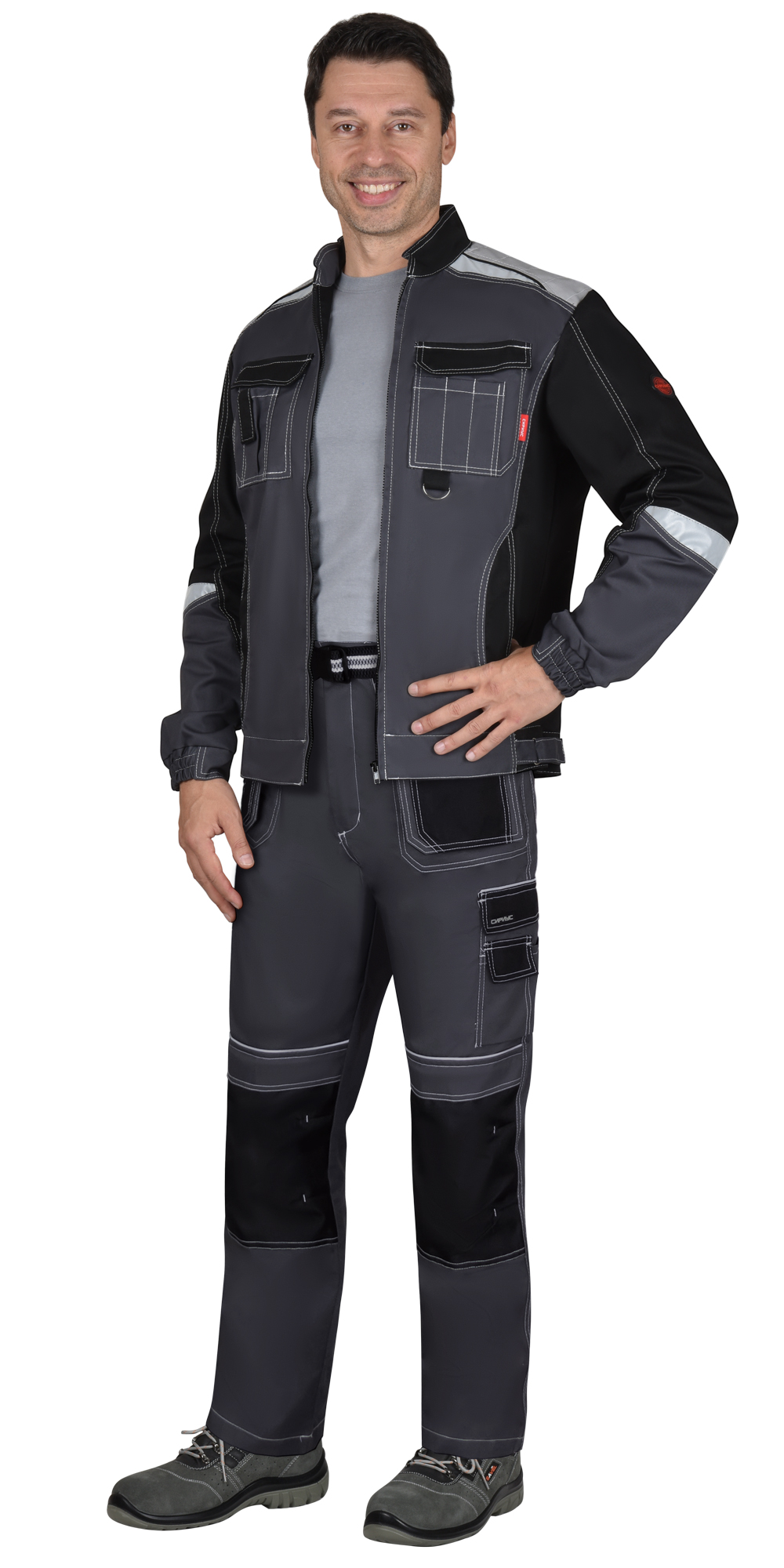 Костюм СИРИУС-МЕГА-ПРЕСТИЖ-Л куртка, брюки, темно-серый с черным