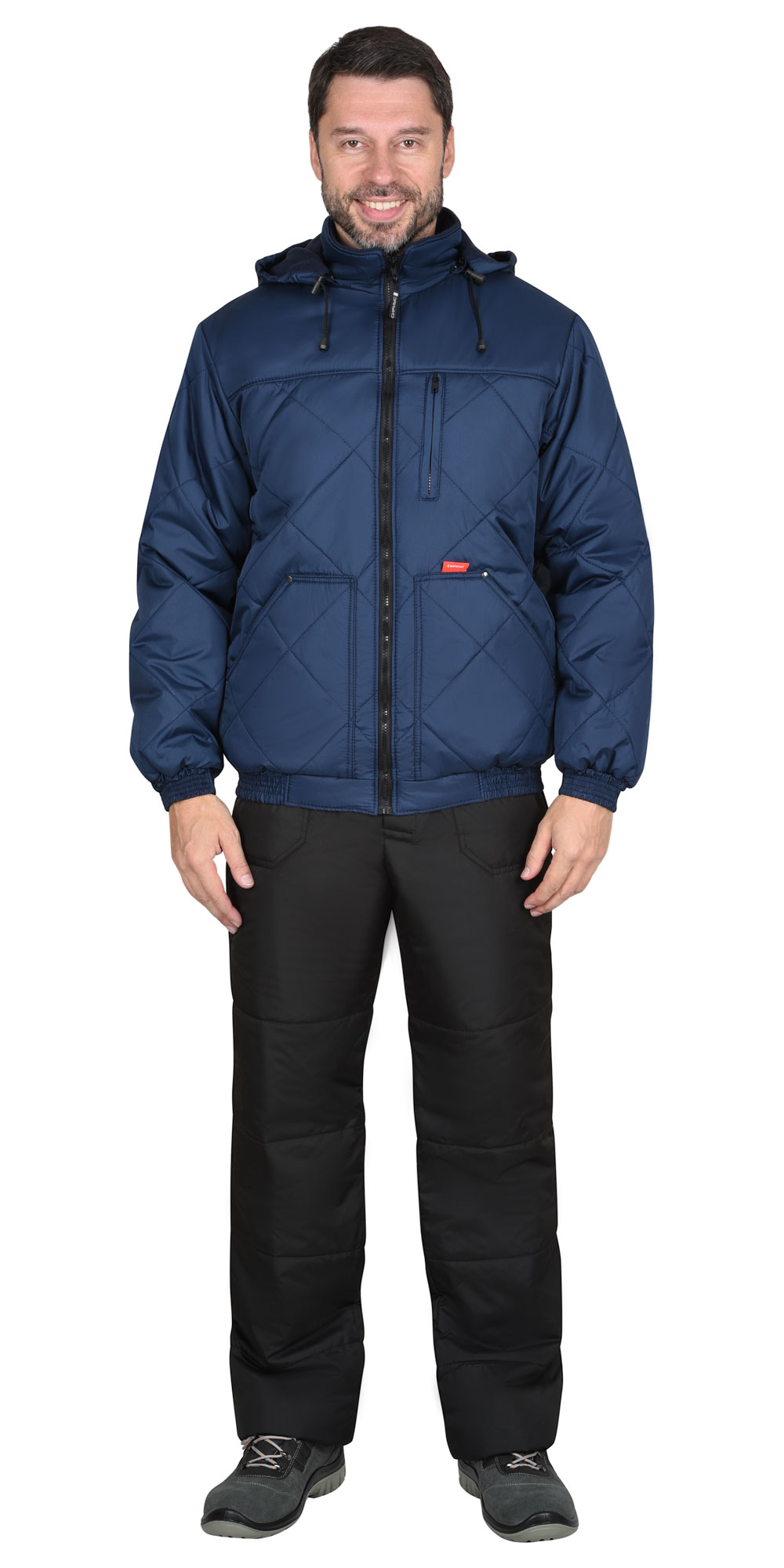 Куртка СИРИУС-ПРАГА-ЛЮКС короткая с капюшоном, темно-синяя